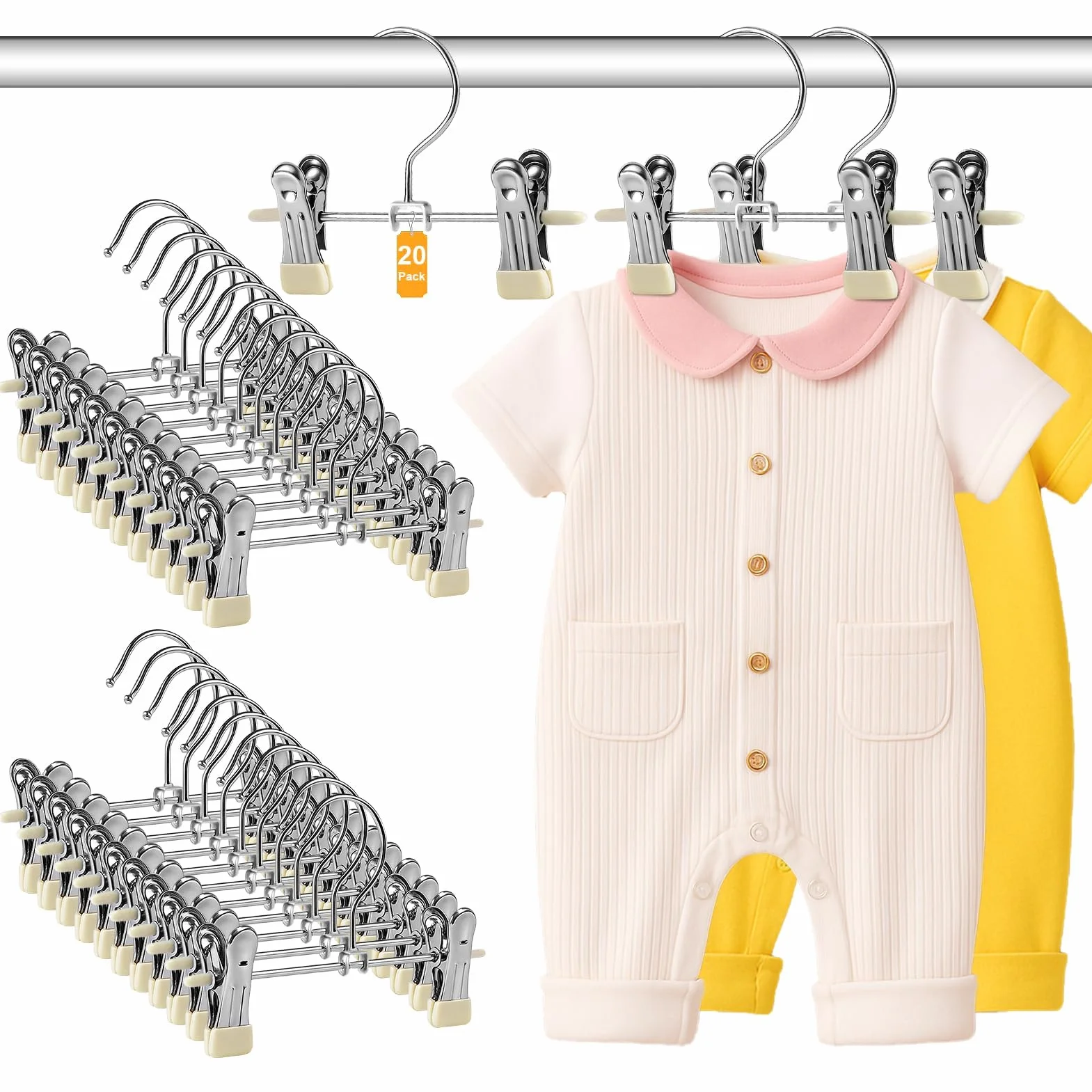 Grucce Bambini in Metallo 20 Pezzi 17 cm per Pantaloni, Vestiti, Calzini e Biancheria Intima