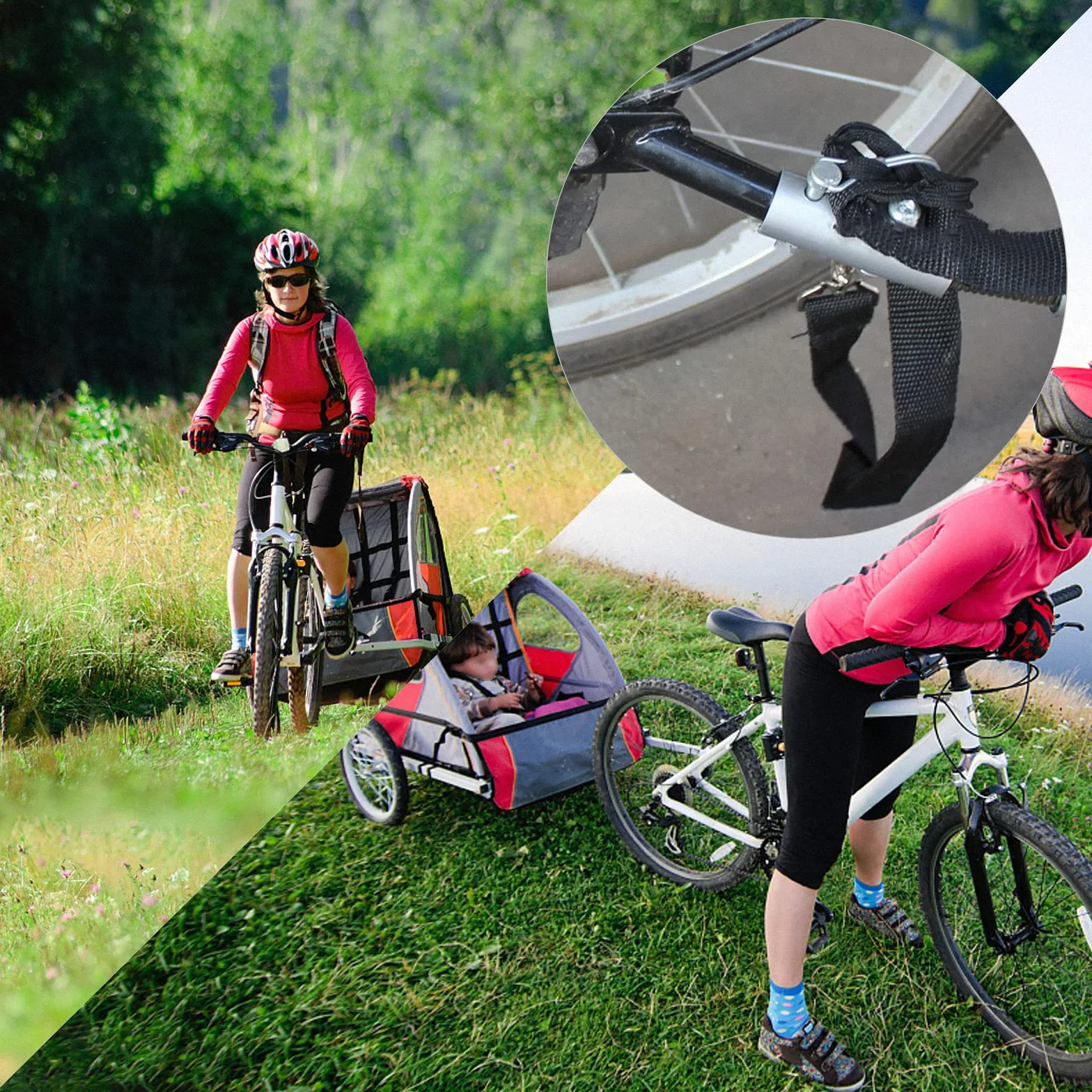 EXLECO 45° Attacco per Rimorchio Doppia Protezione, Universale Accoppiatore in Acciaio per Rimorchi Bicicletta