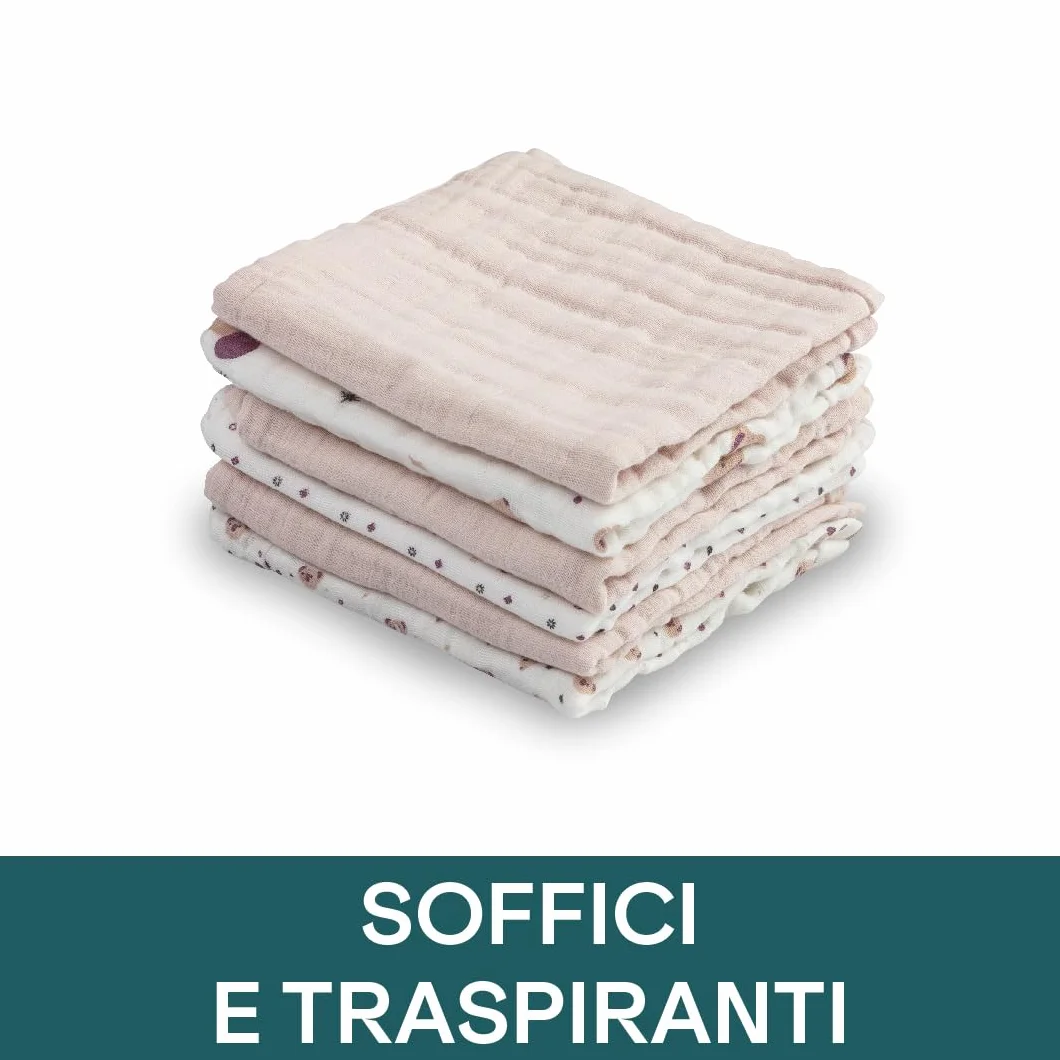 Koala Babycare Mussole Neonato Cotone 100% 6 Pz 30x30cm Rosa