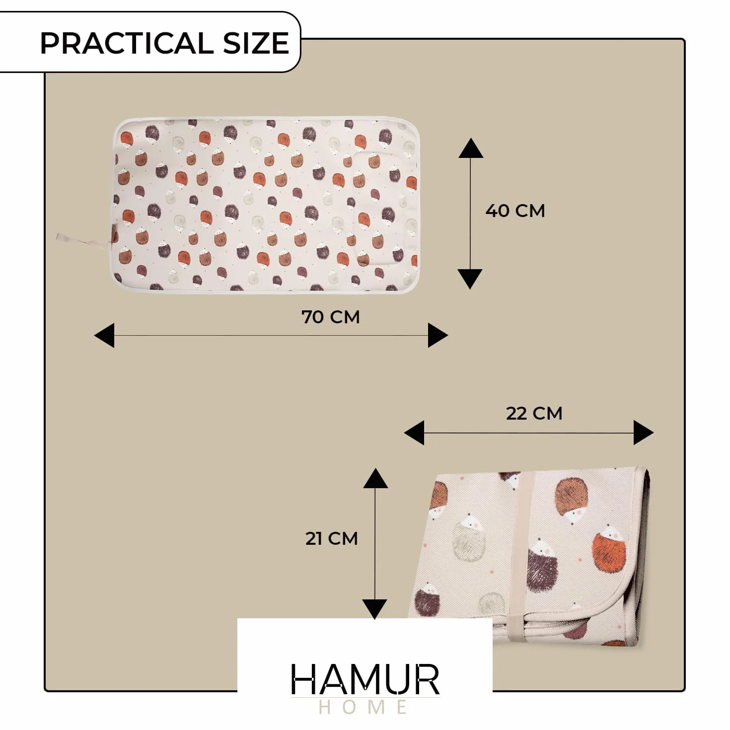 Hamur Home Fasciatoio Portatile Pieghevole Impermeabile 40x70 cm Lavabile - Neonato Viaggio Regalo