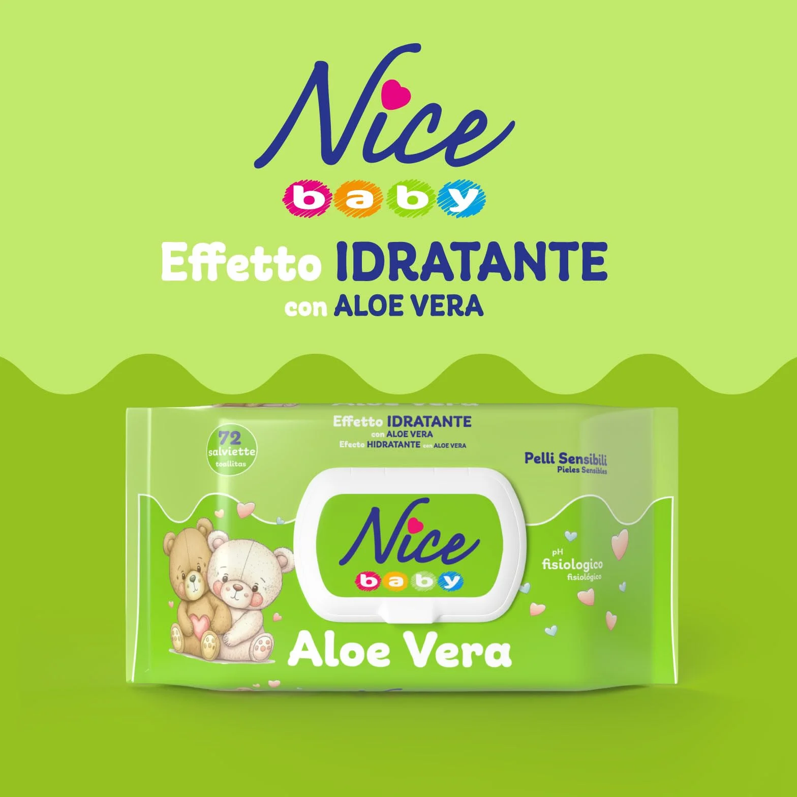 Nice Baby Aloe Vera Salviette per Cambio Pannolino, Confezione da 72