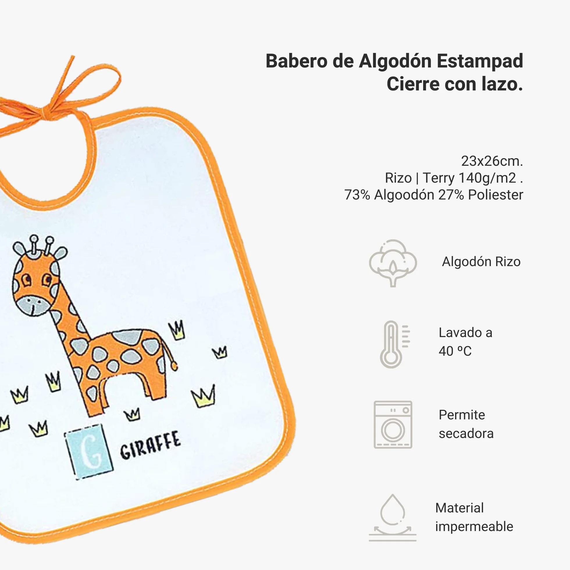 Bavaglini Impermeabili 73% Cotone 27% Poliestere Fodera Vinile Confezione Da 7 23x27 cm per Bambini 6-18 Mesi