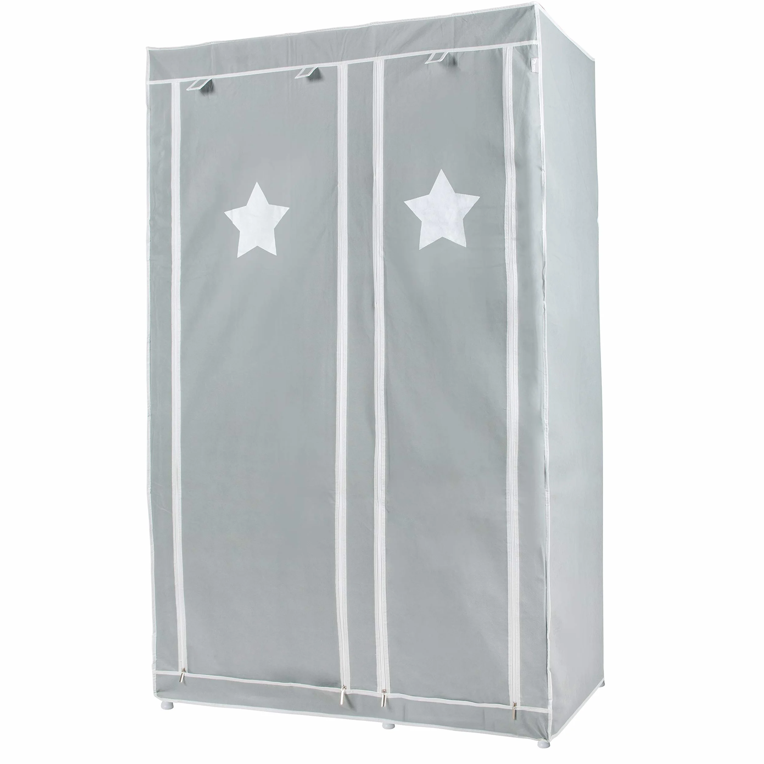 roba Armadio in Tessuto Little Stars 175 x 110 x 45 cm 6 Scomparti Grigio