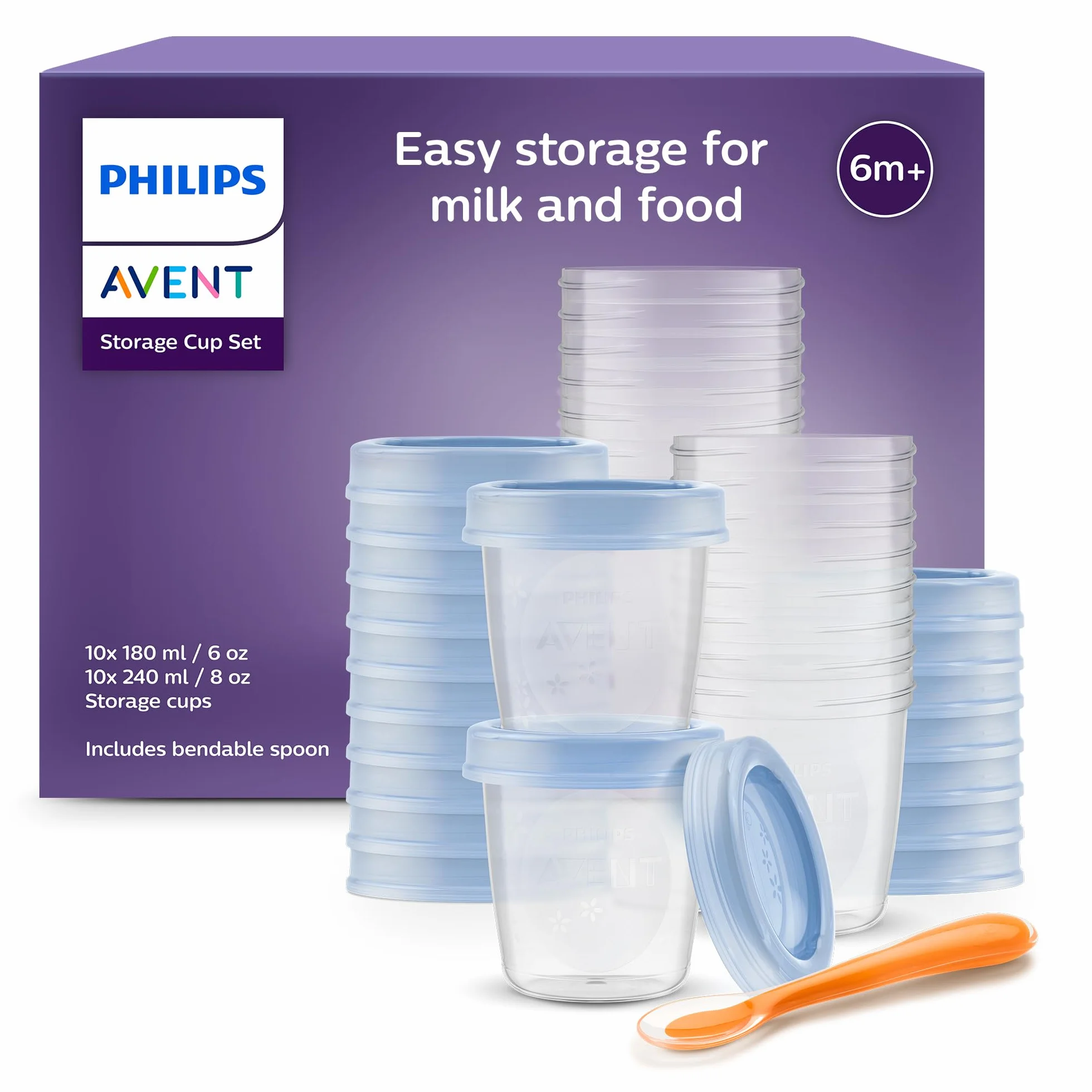 Philips Avent SCF721/20 Set Vasetti Conservazione Pappe 10 Pezzi 180 ml 240 ml