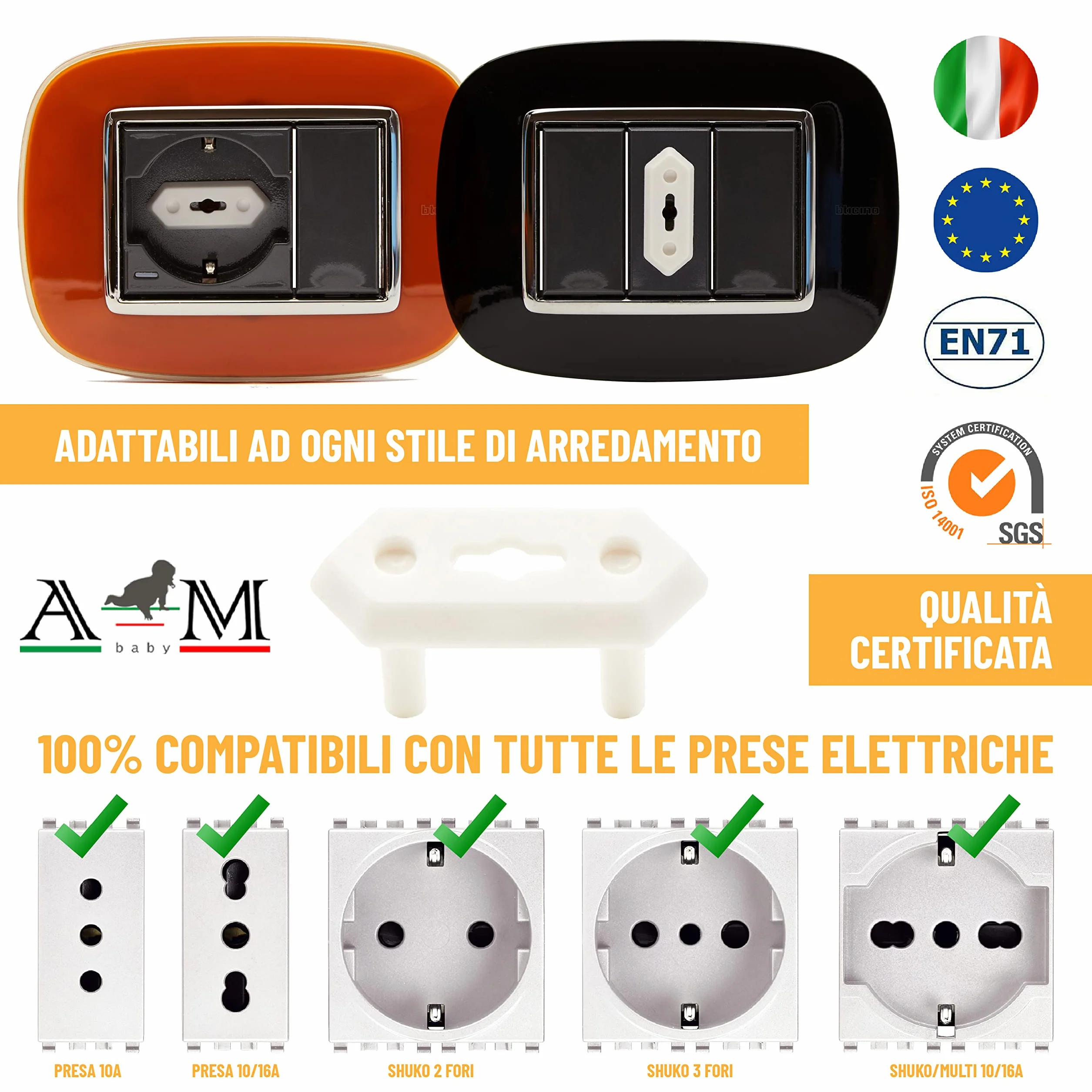 A&M Italia Copriprese per Bambini 20 sztuk ABS Certyfikowane EN-71