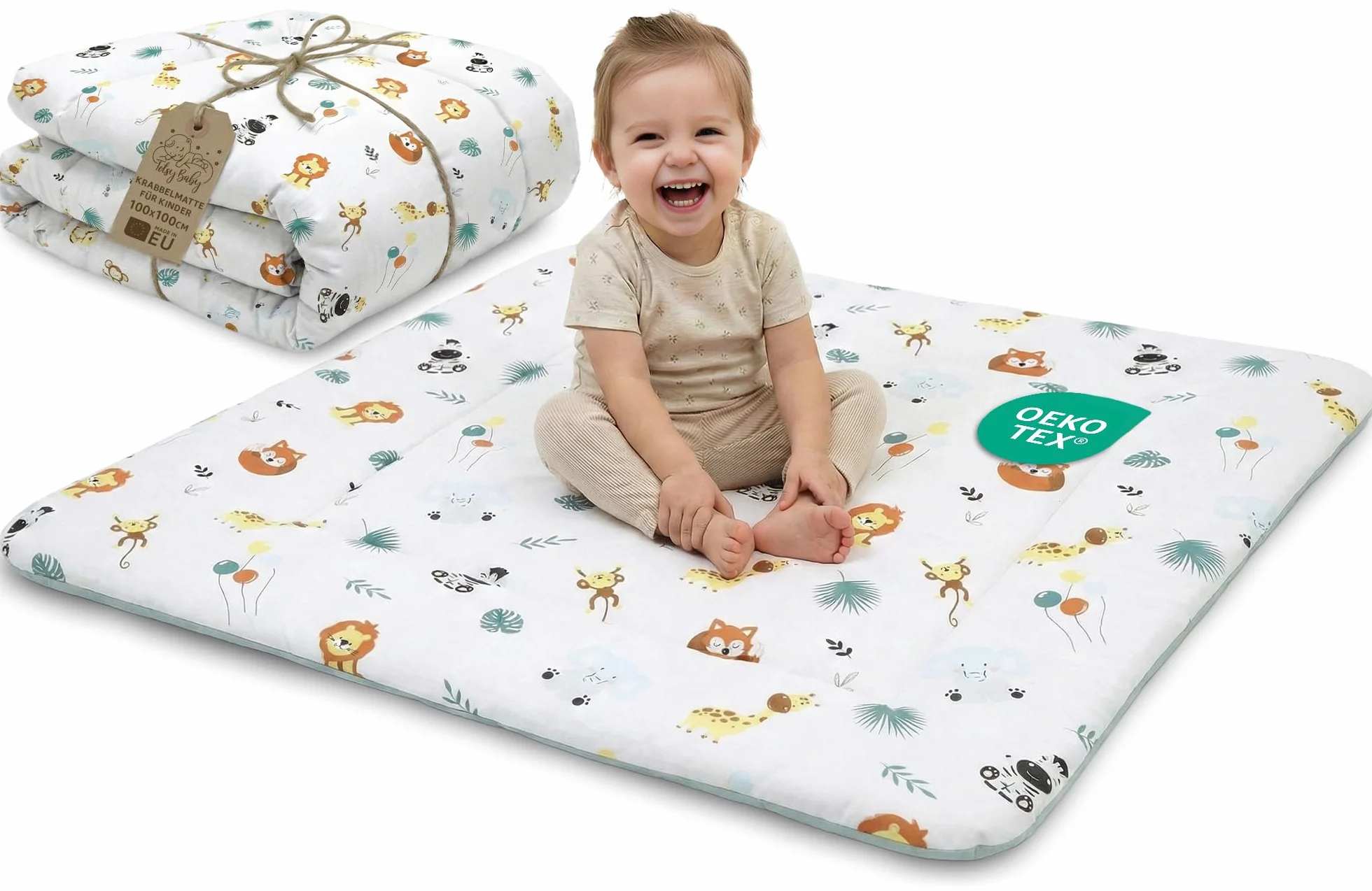Tappeto gioco bambini gattonare Oeko-Tex 100 cm Safari