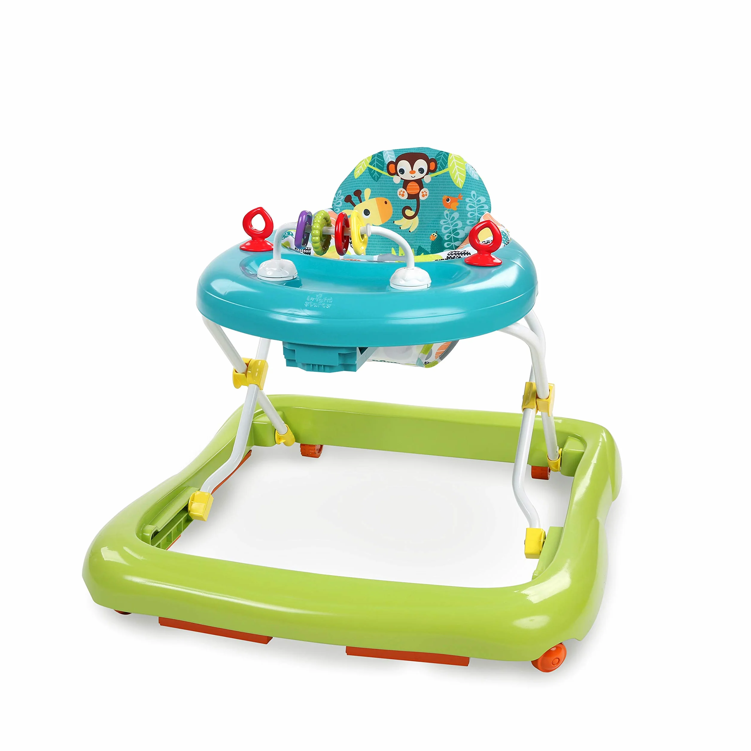 Bright Starts Girello Pieghevole per Bambini Primi Passi Giggling Safari Regolabile in Altezza Sedile Rimovibile