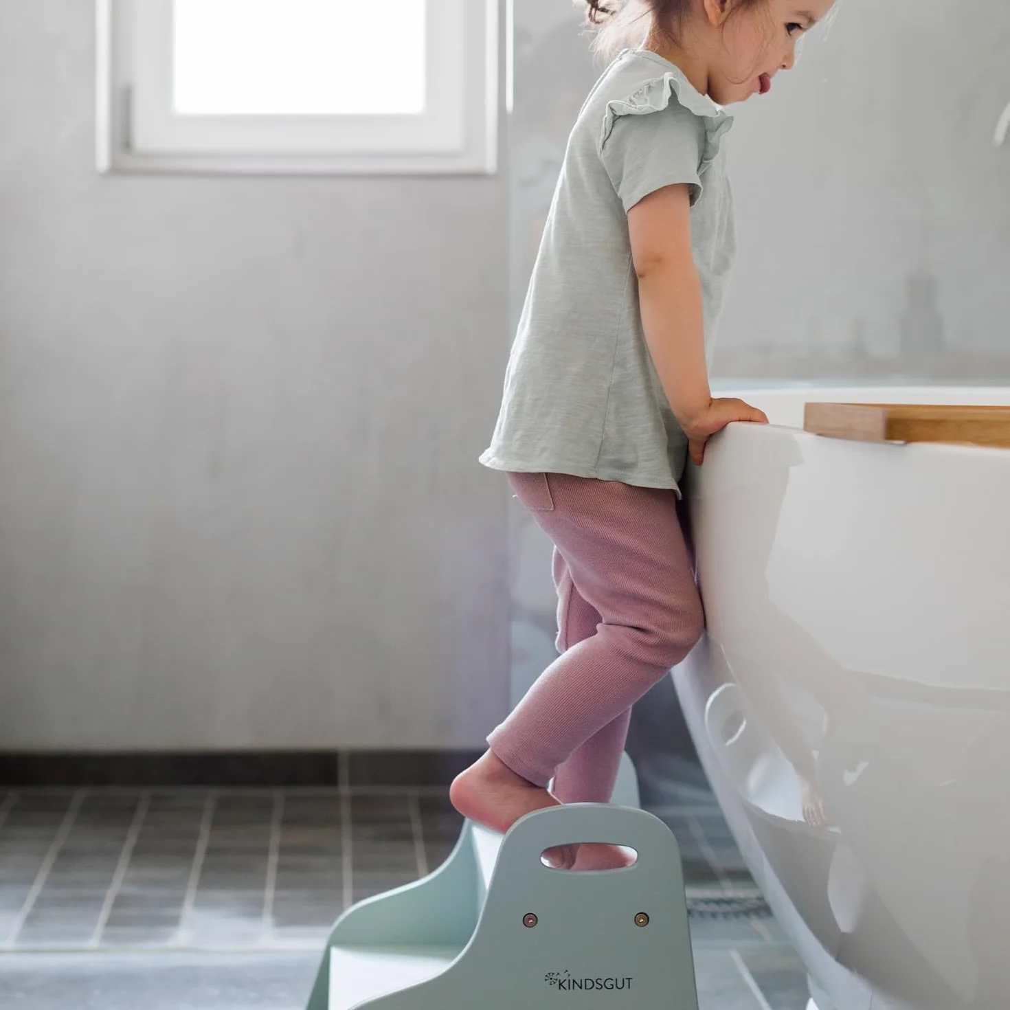 Kindsgut Scaletta in legno sgabello 2 gradini bambini acquamarina