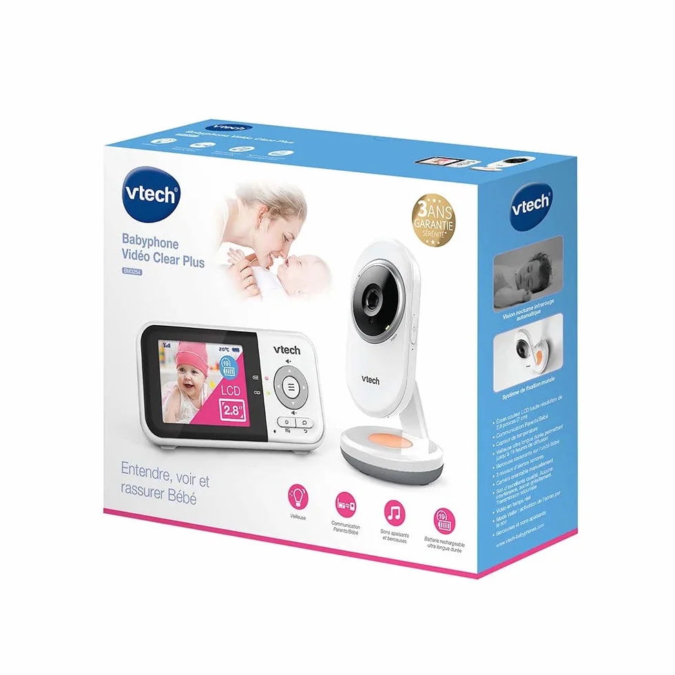 VTech Baby monitor BM3254 con videocamera, schermo LCD 2,8 pollici, luce notturna colori, comunicazione bidirezionale