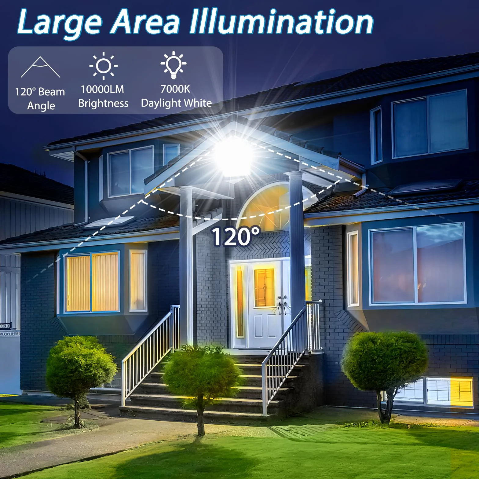 YIQIBRO Faro LED Esterno con Sensore Movimento 100W, Faretto con Sensore di Movimento 10000LM 6500K Bianca Fredda, Impermeabile IP67 Luci da Esterno per Giardino, Terrazza, Garage, Entrata