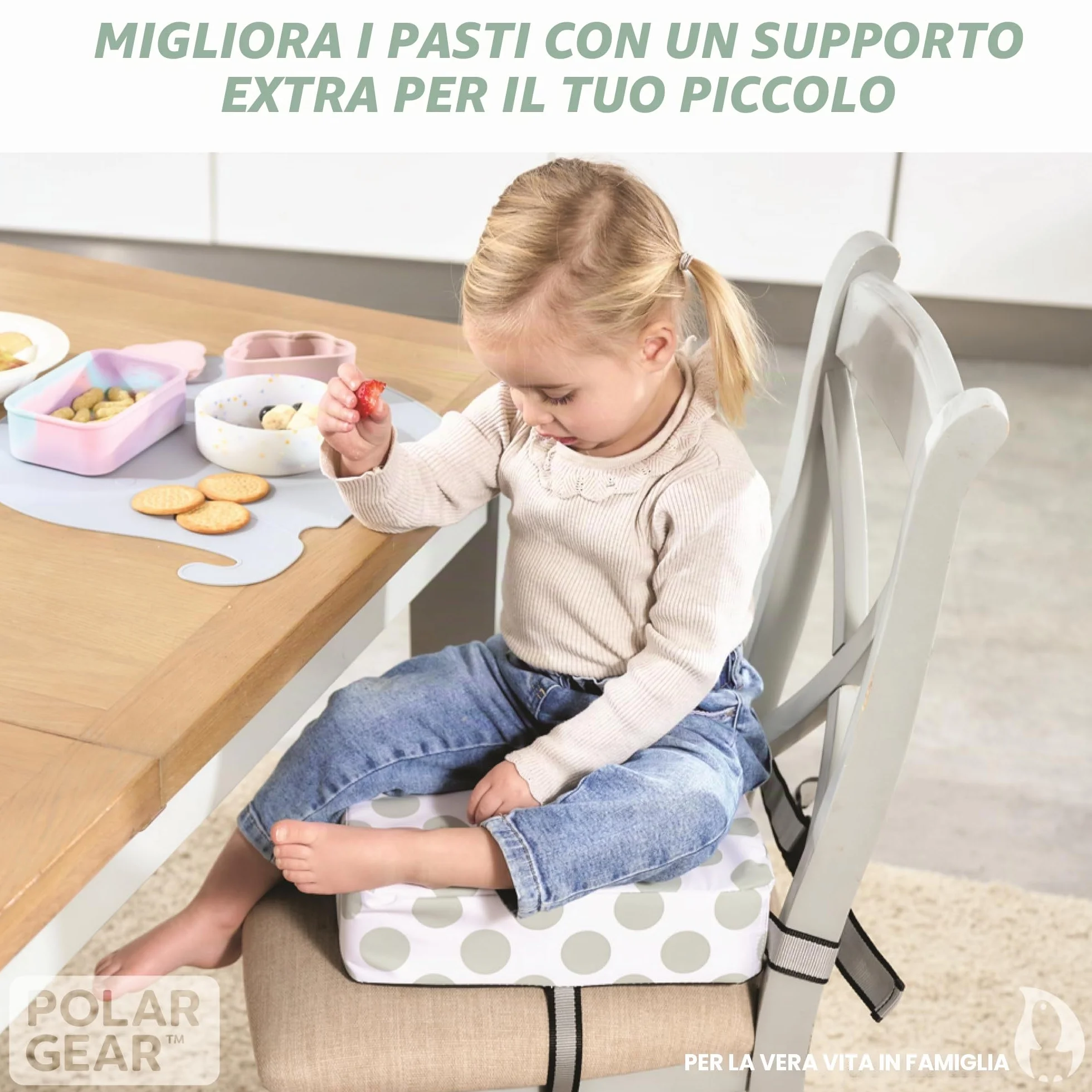 Polar Gear Cuscino Alza Sedia Bambini Antiscivolo, sintetico senza BPA, 4 piedini, lavabile