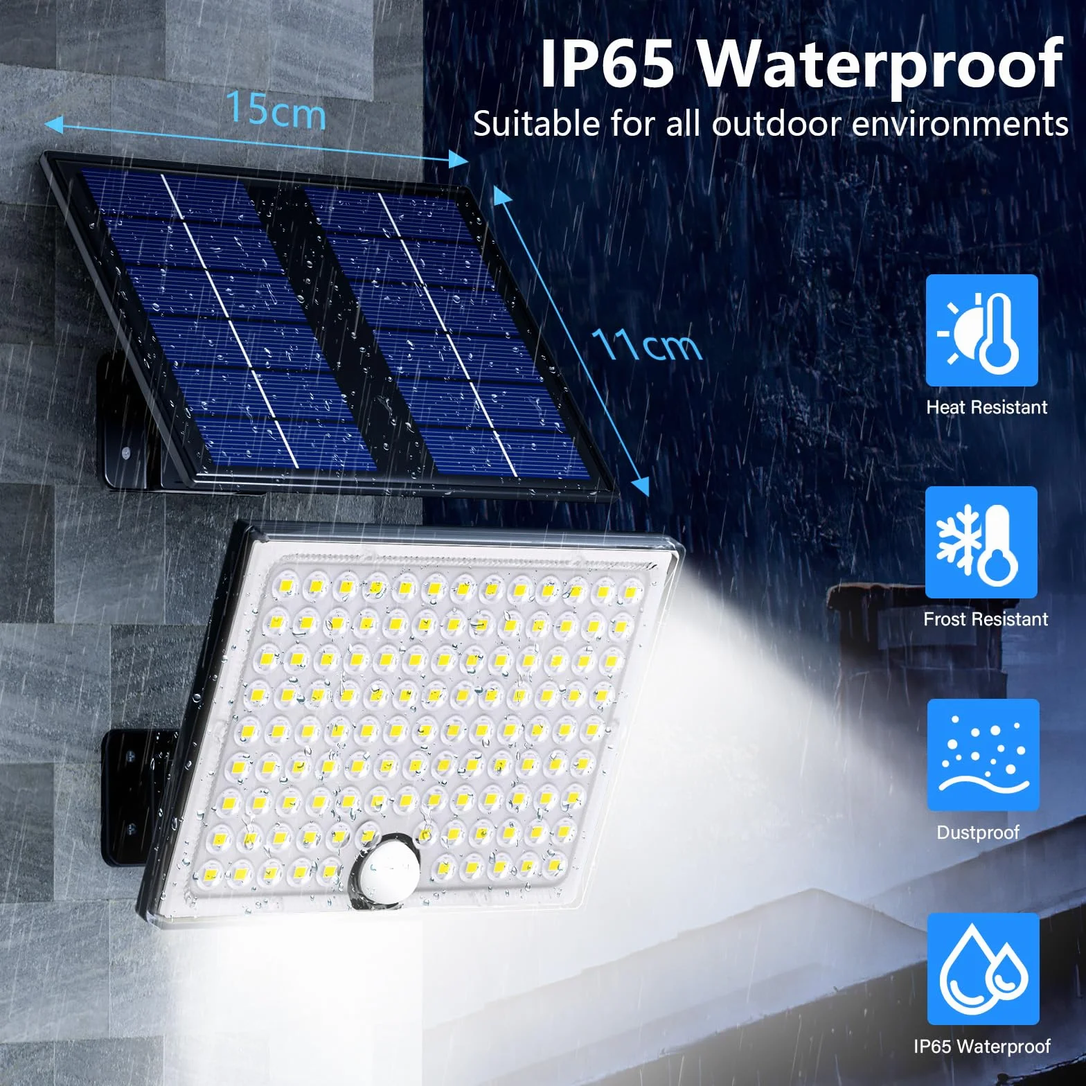 Faretto Led da Esterno Solare con Sensore di Movimento, Luce Solare Led Esterno con Telecomando, 2000mAh 3 Modes IP65 Impermeabile Lampada Solare da Esterno con Pannello Solare per Giardino, 2 Pezzi