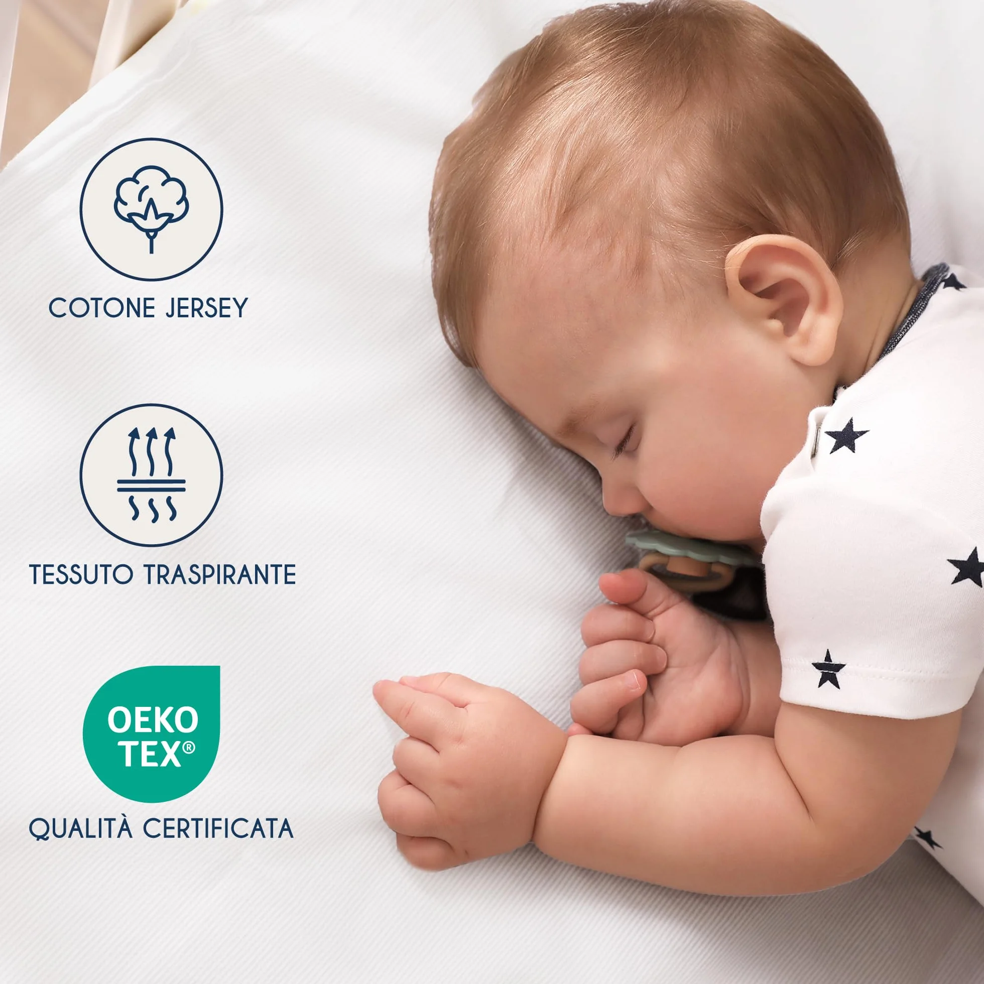 Dreamzie Lenzuolo con Angoli Cotone Bambini 60x120 70x140 Oeko Tex Bianco