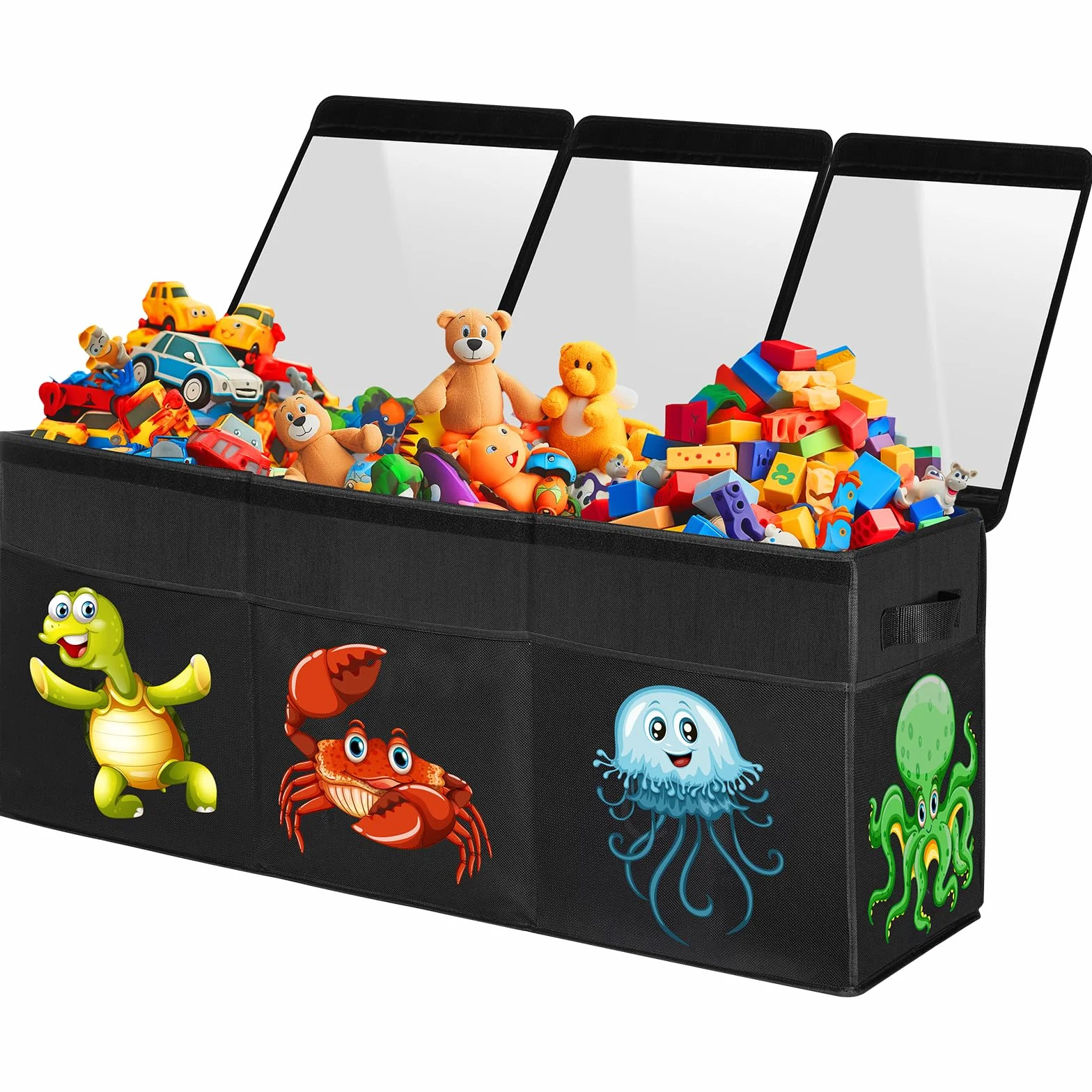 YOHOOLYO Porta Giochi Bambini 123L Pieghevole Contenitore con Coperchio 94x41x32 cm