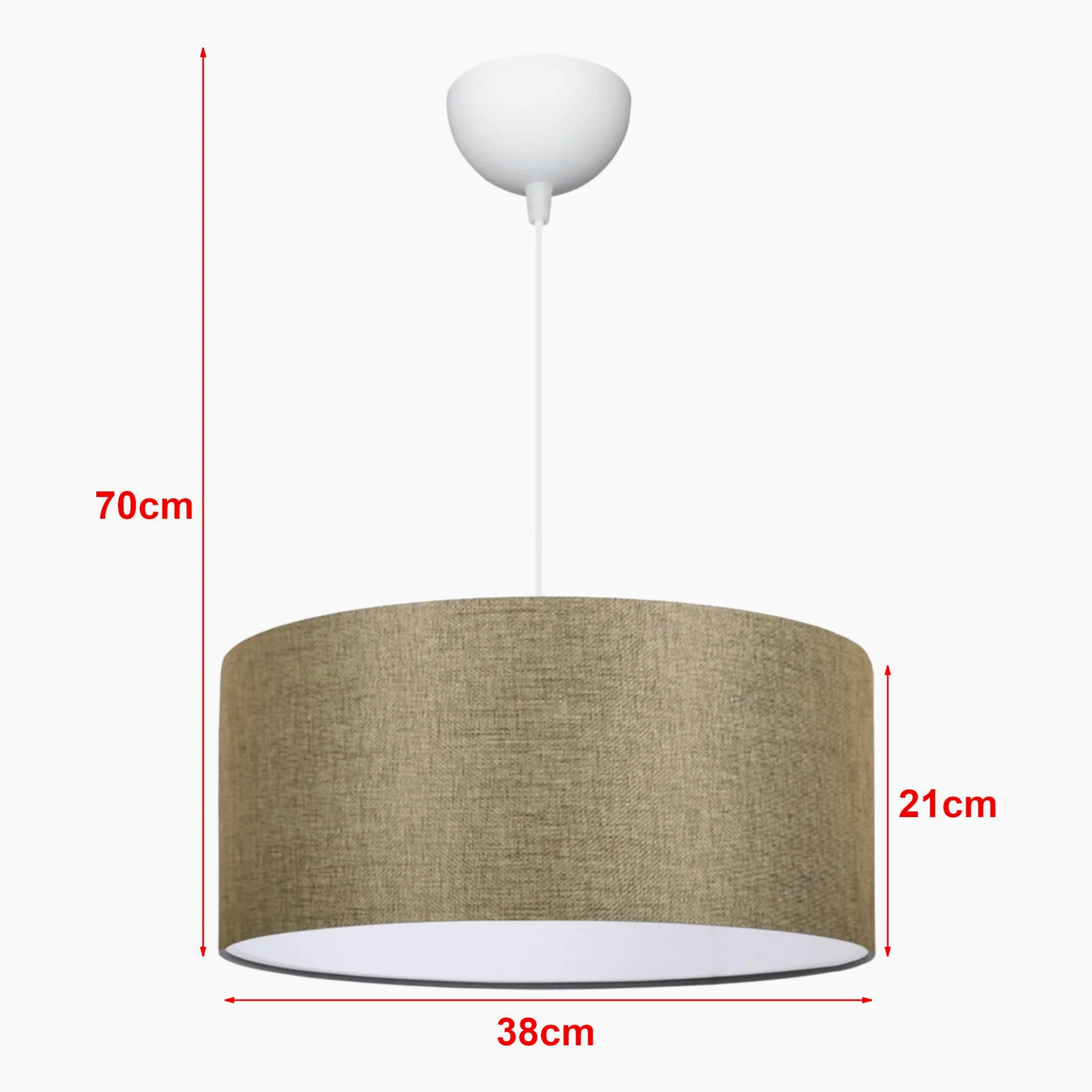 lux.pro Lampada a Sospensione Lampada da Soffitto con Paralume Cilindrico Lampada Pendente con Abat-Jour in Tessuto - Beige