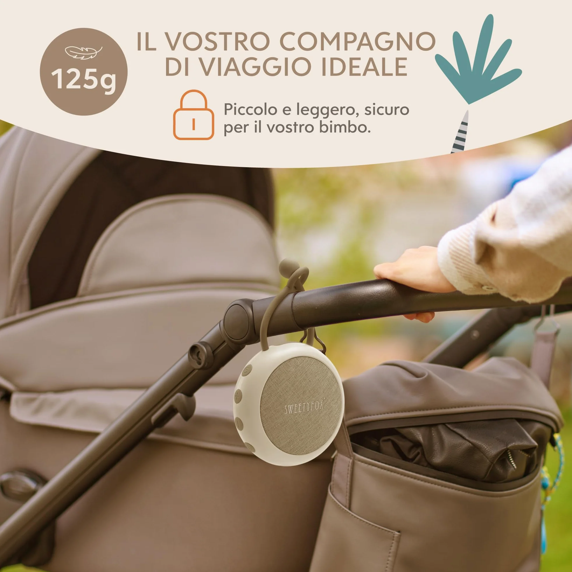 Sweety Fox Rumori Bianchi per Neonato - Bianco - Ninna Nanna, Luce Notturna, 15 Suoni, Ricaricabile USB