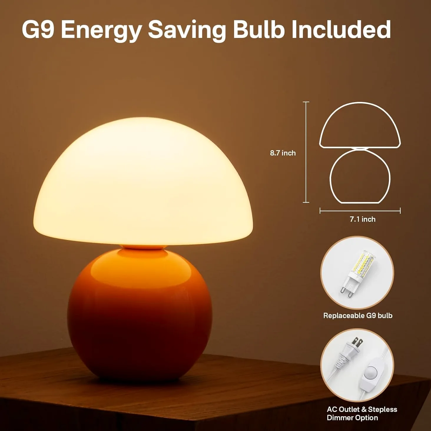 himmel Lampada da tavolo a fungo per camera da letto, comodino da scrivania, piccole lampade per soggiorno, comodini, decorazione a fungo, graziose mini lampade moderne della metà del secolo