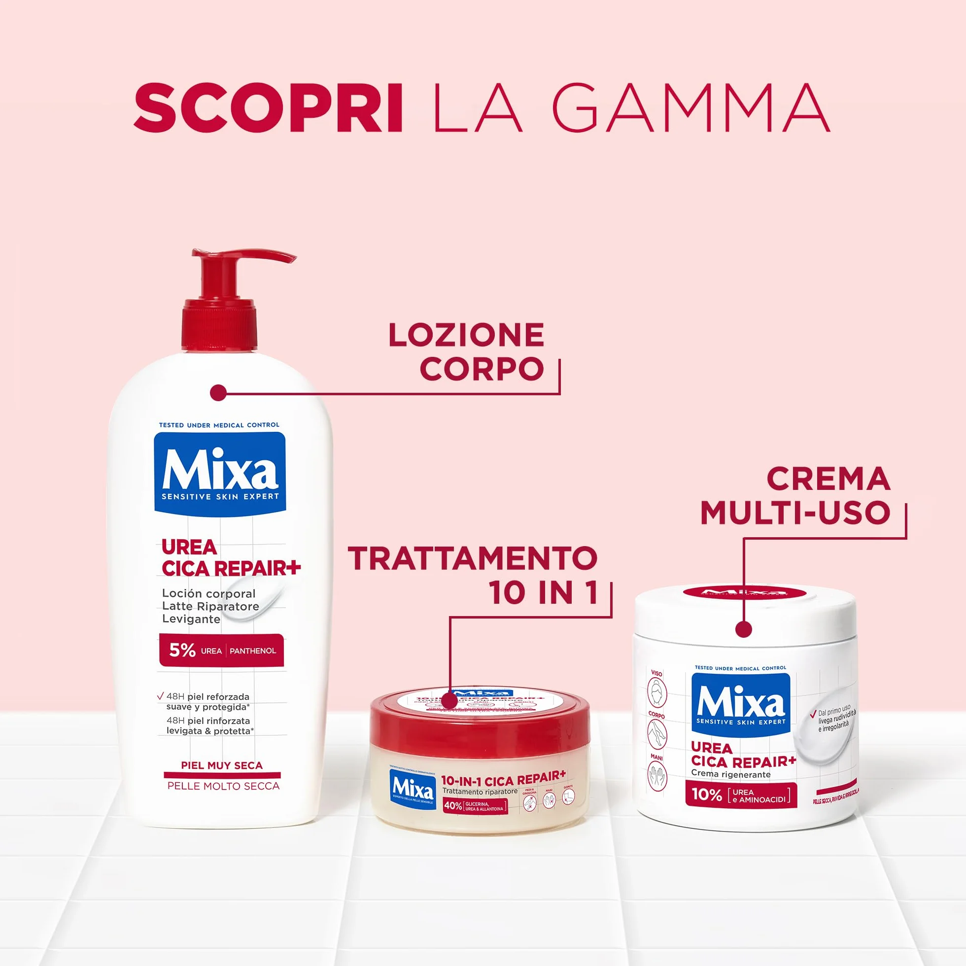 Mixa Trattamento Riparatore 10-in-1 Cica Repair+ 150 ml Idratazione Intensa Glicerina Urea Allantoina