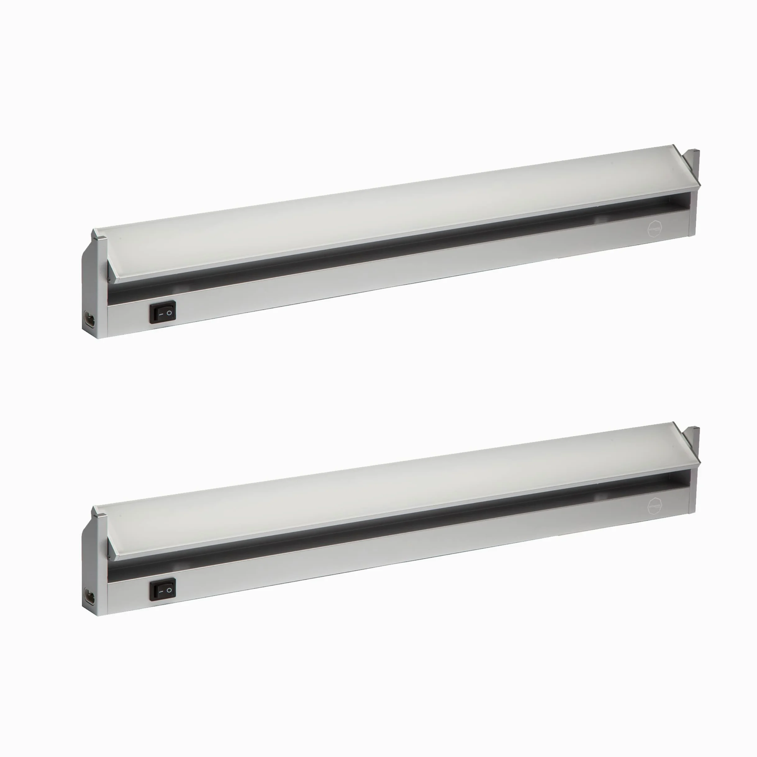 Oktaplex set da 2 Rota barra LED sottopensile orientabile 60 cm | 800 lm e 10 W, 4000 K bianco neutro su 230 V, corpo orientabile in alluminio argento con interruttore