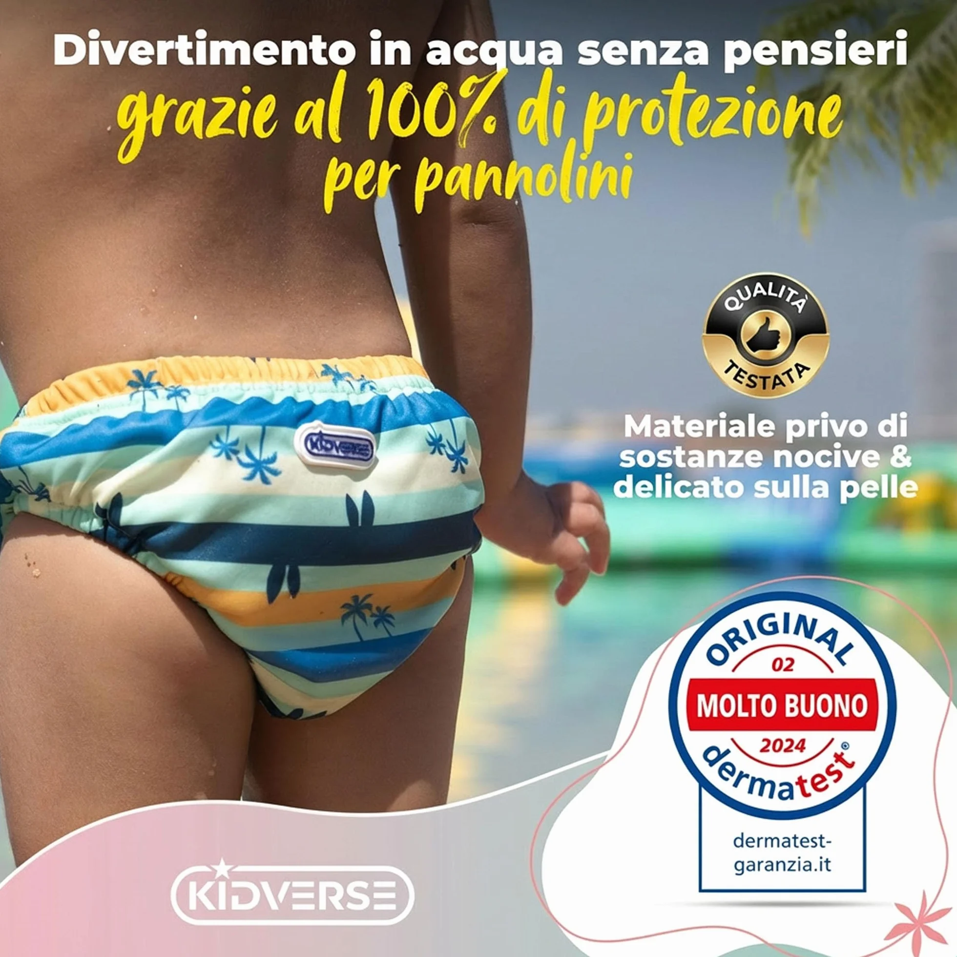 KIDVERSE Pannolini da nuoto riutilizzabili per neonati 1-2 anni con borsa