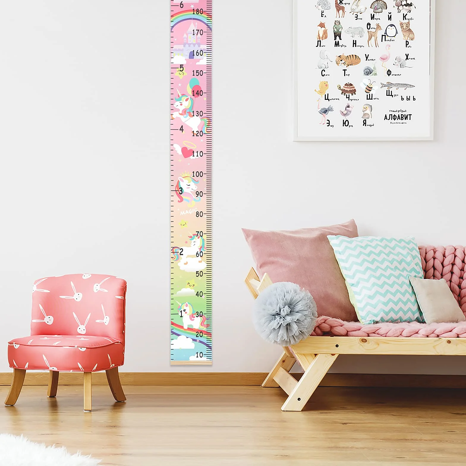 HIFOT Bambini Altezza Crescita Grafico Misurazione Unicorno Tela Decorazione Parete 190 x 20 cm