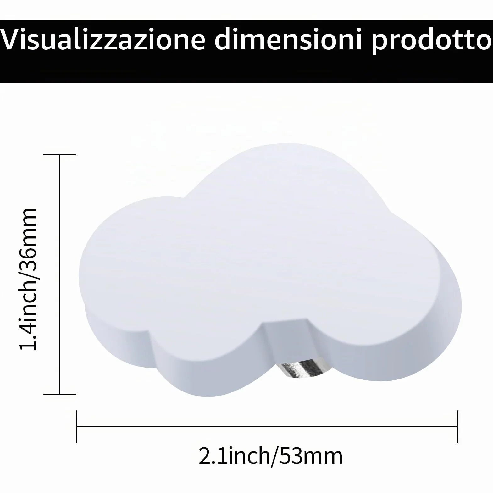 Pomelli Nuvola Cartone Animato per Bambini Armadio Cameretta Giocattoli Bianco