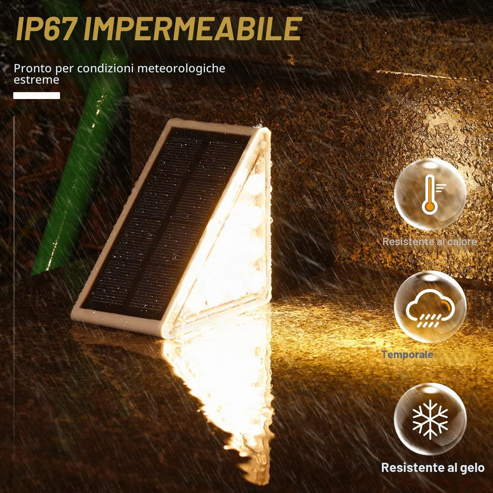 NIORSUN Luci Solari da Giardino, 6 Pezzi luci per scale esterne bianco caldo, impermeabili IP67 LED Esterne Solare, luci solari per gradini, scale, giardino, patio, passerella