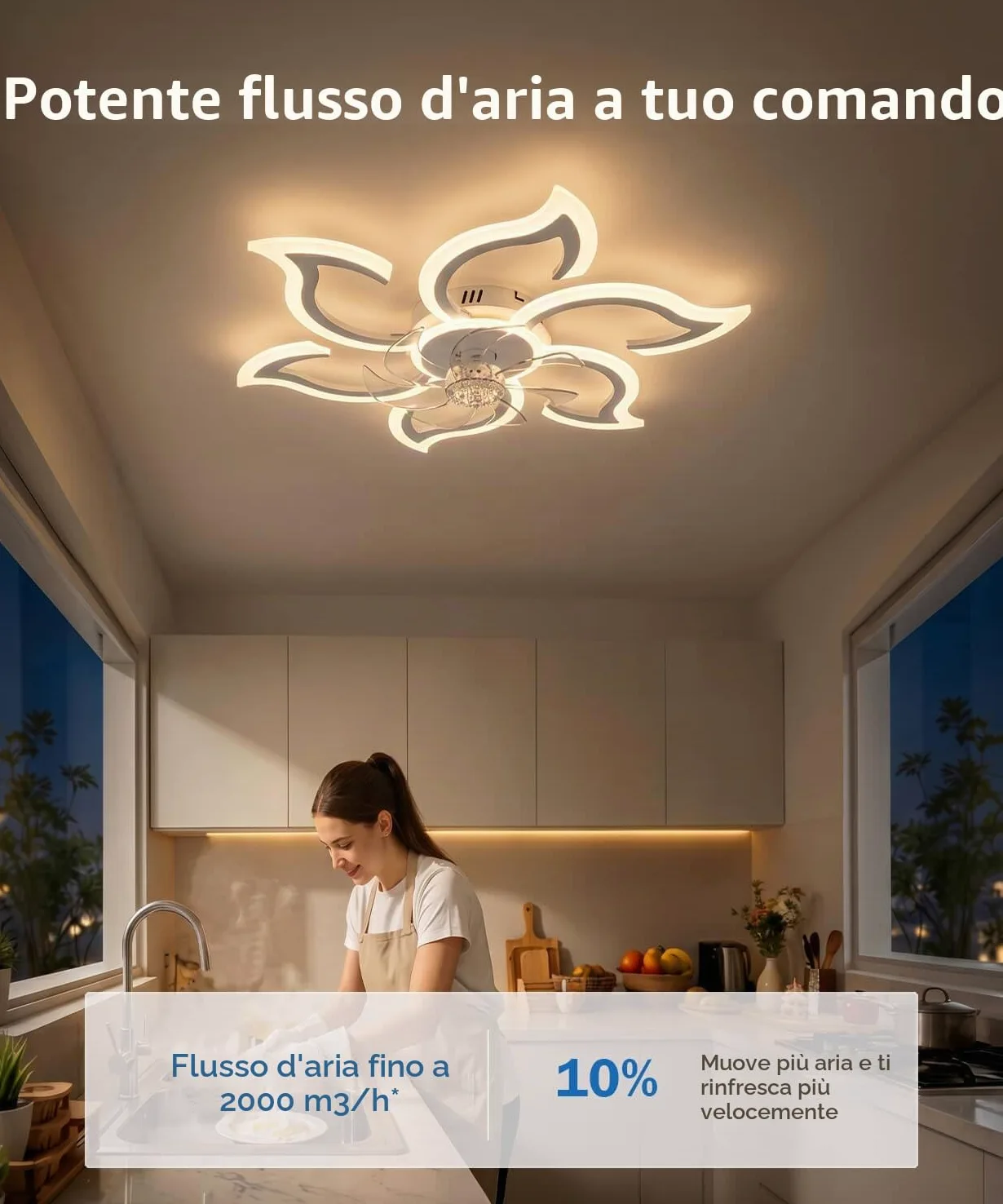 LJX Lampadario Ventilatore da Soffitto Silenzioso Design Dc 88cm Plafoniera Ventilatore 6800ml 6 Velocità Timer Dimmerabile Funzione Memoria Fiore Lampada Ventola per Camera da Letto, Nero