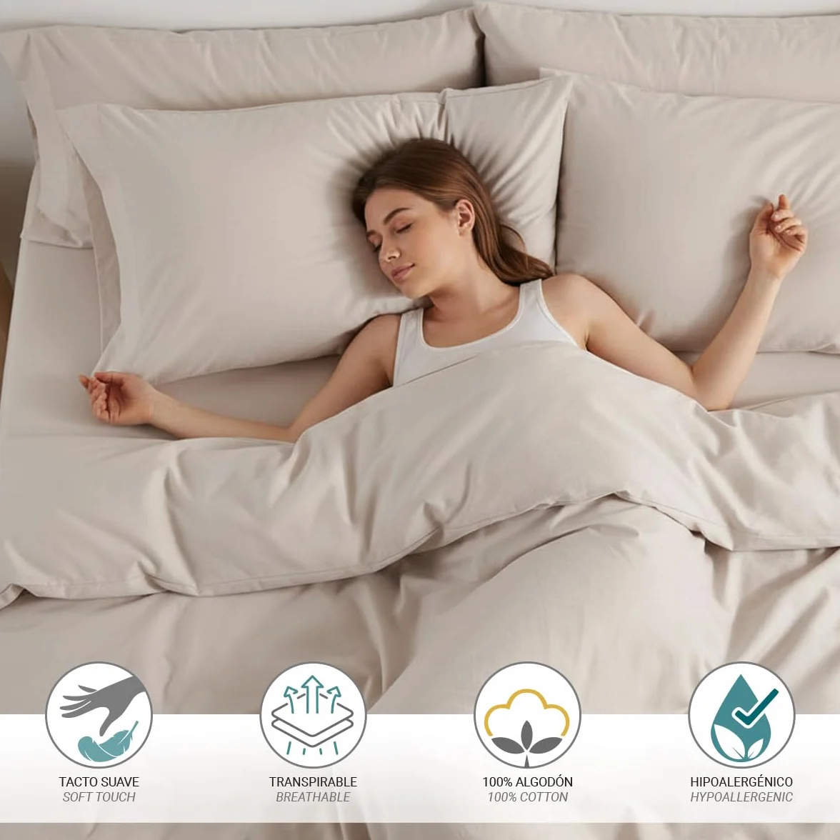 Federa per cuscino 45 x 70 cm Pack 2 100% cotone ipoallergenico