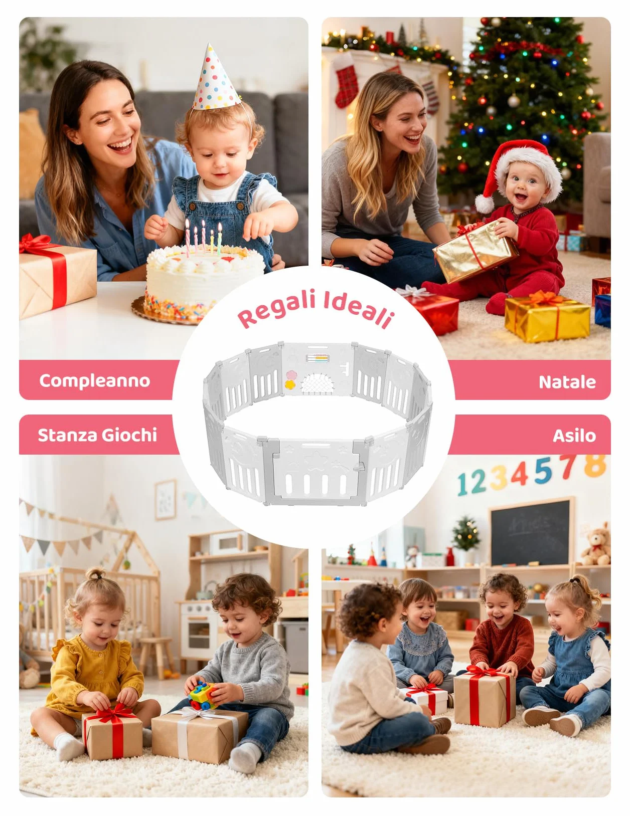 Dripex Box Bambini 150×150 cm Recinto Pieghevole Neonato Plastica Grigio