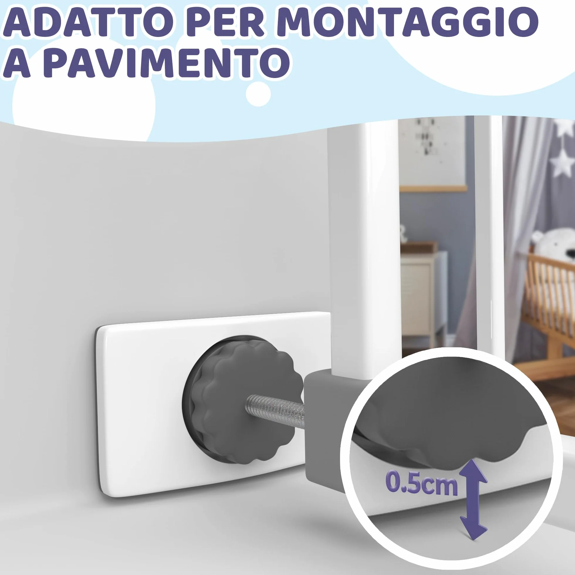 Protezioni per Cancelletto Scale & Porta – Protezione Muro Senza Forare – Supporti Antiscivolo per Barriere di Sicurezza Bambini e Cani