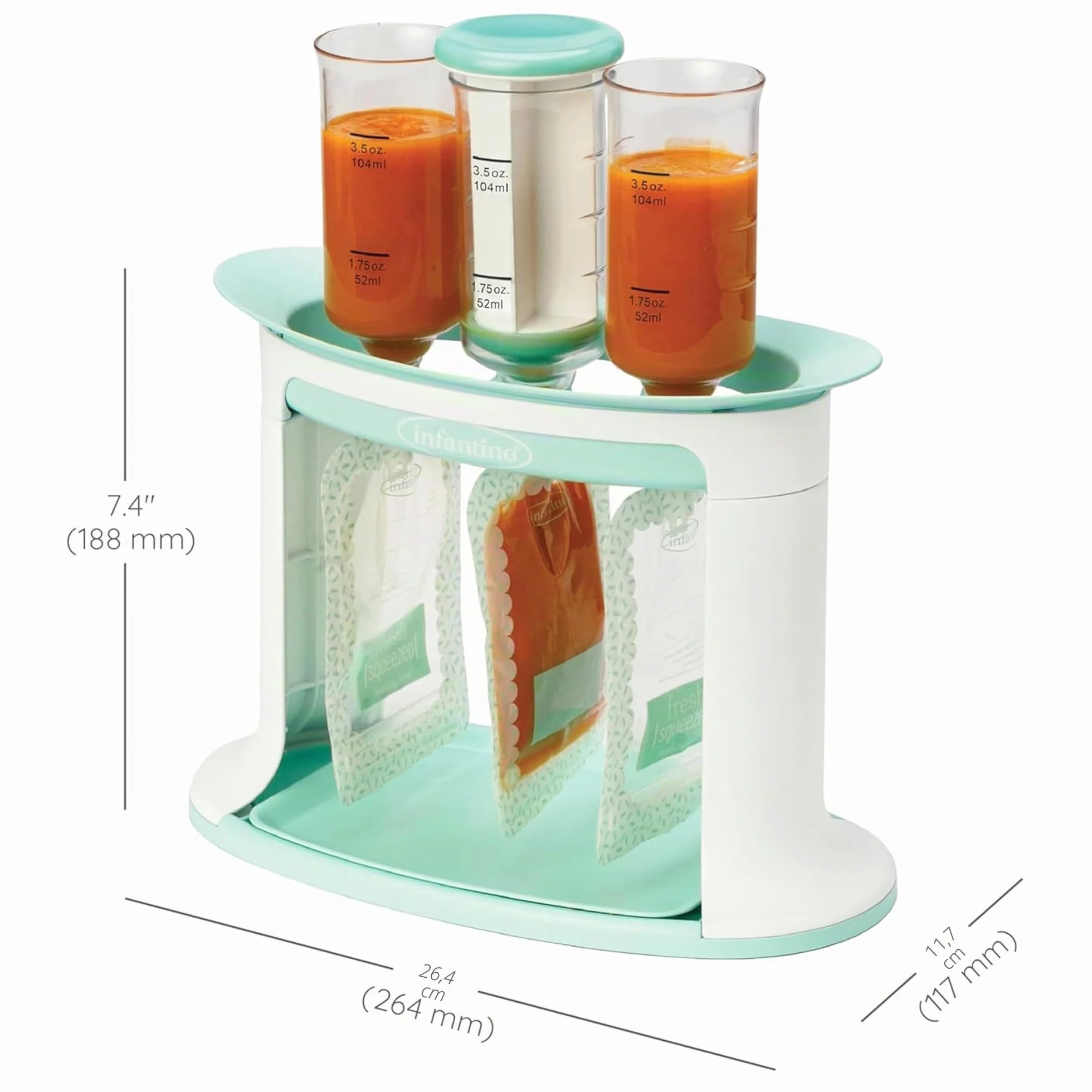 Infantino Squeeze Station Stazione Riempimento Buste Purea Neonati Lavabile Lavastoviglie Senza BPA