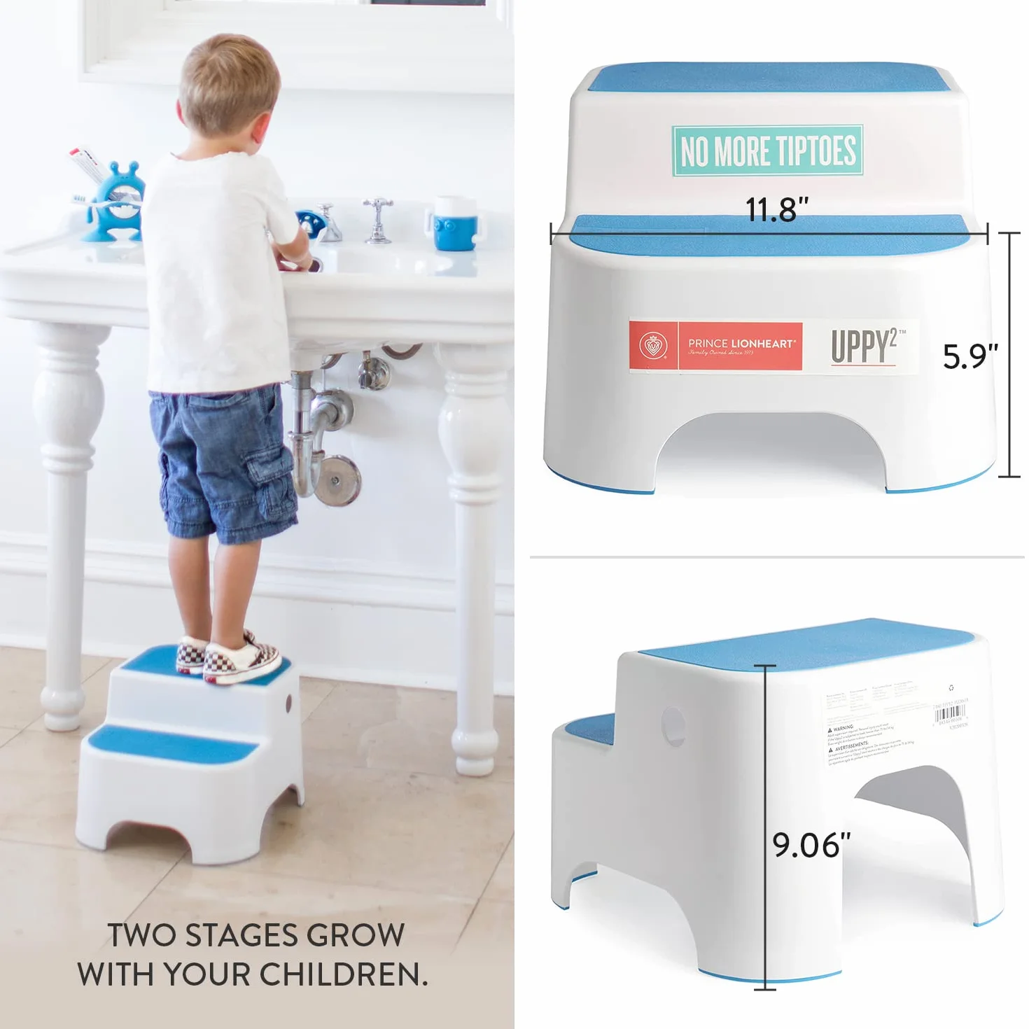 Prince Lionheart Uppy2 Sgabello a Due Passi per Bambini Antiscivolo Blu