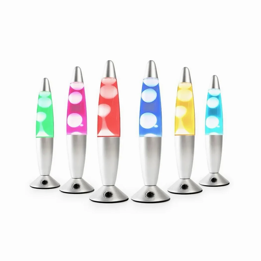 CELLUSTOP Magma Razzo - Lampada Lava Razzo, lampada decorativa da tavolo, fornita con 2 lampadine R39 incluse, vetro e alluminio, interruttore, 20 Watt, 34 cm, rosso