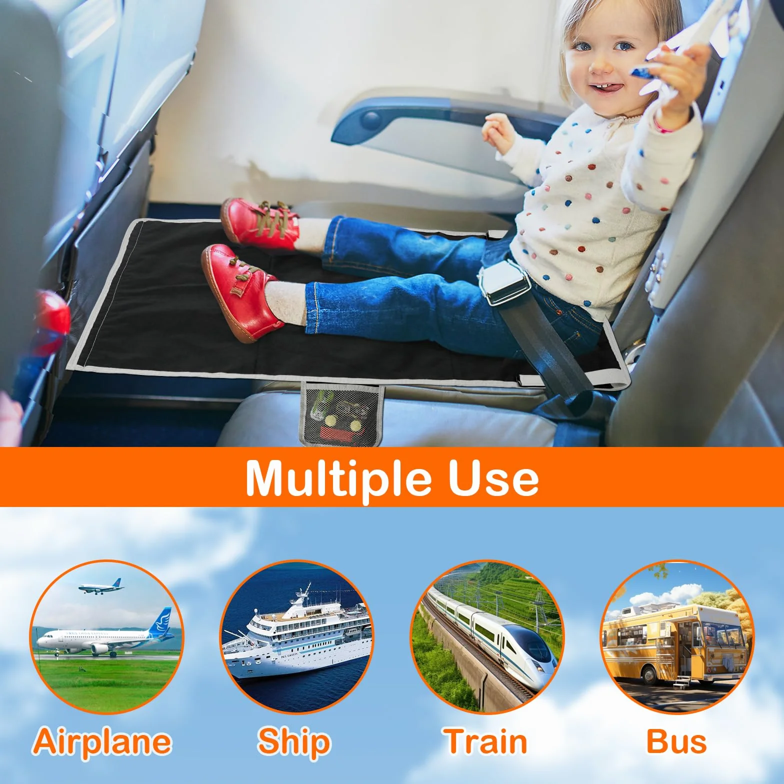 Letto da viaggio per bambini aereo amaca portatile gambe estensione regolabile