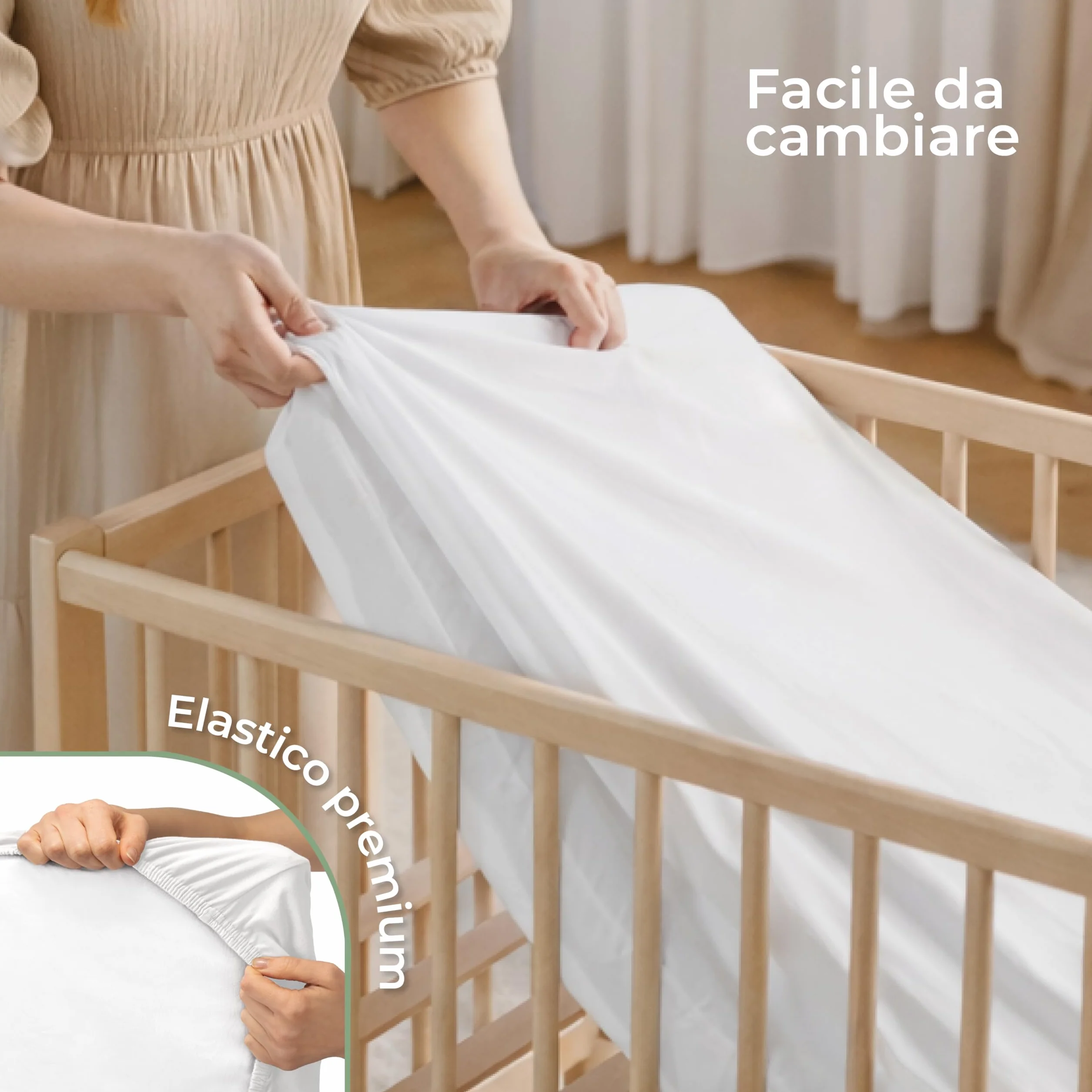Dreamzie Set 2 Lenzuola Lettino Neonato 60x120 Cotone Oeko-Tex - Verde Salvia/Bianco