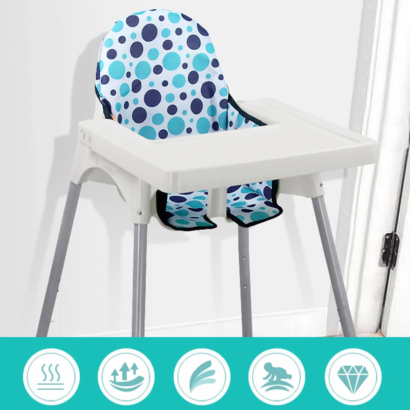 Cuscino Per Seggiolone Pappa Universale Riduttore Sedia Da Pranzo Bambini 37x23cm Fodera Ikea