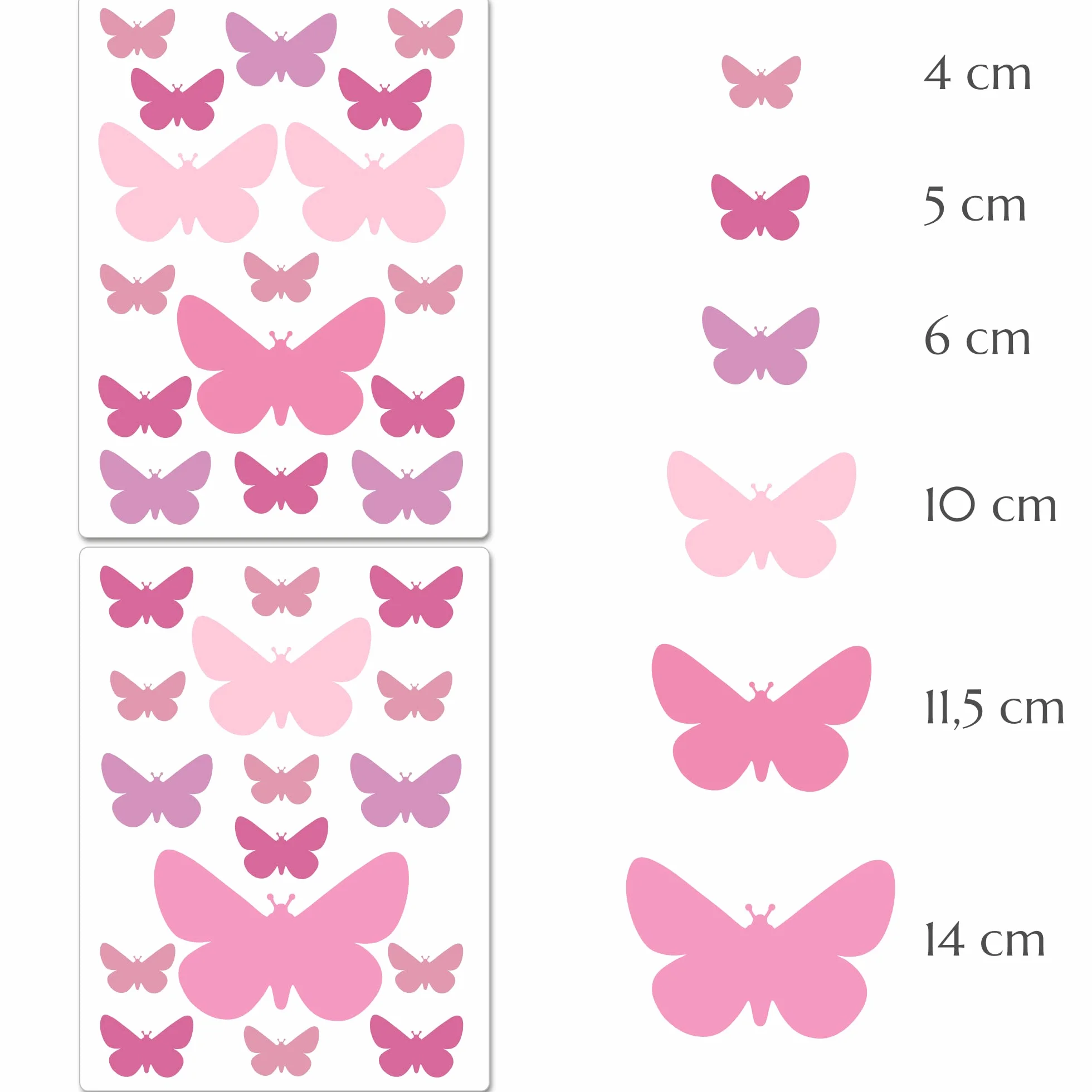 PREMYO Set 32 Adesivi Murali Farfalla - Wall Stickers Muro Cameretta - Decorazione Parete Camera da Letto Rosa