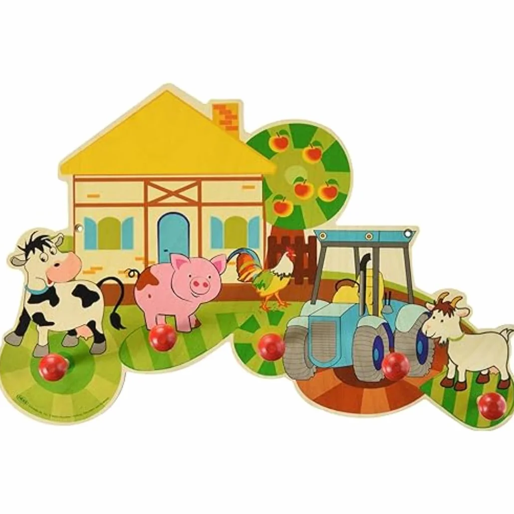 Hess Holzspielzeug Appendiabiti in Legno Serie Agricola 5 Ganci per Bambini