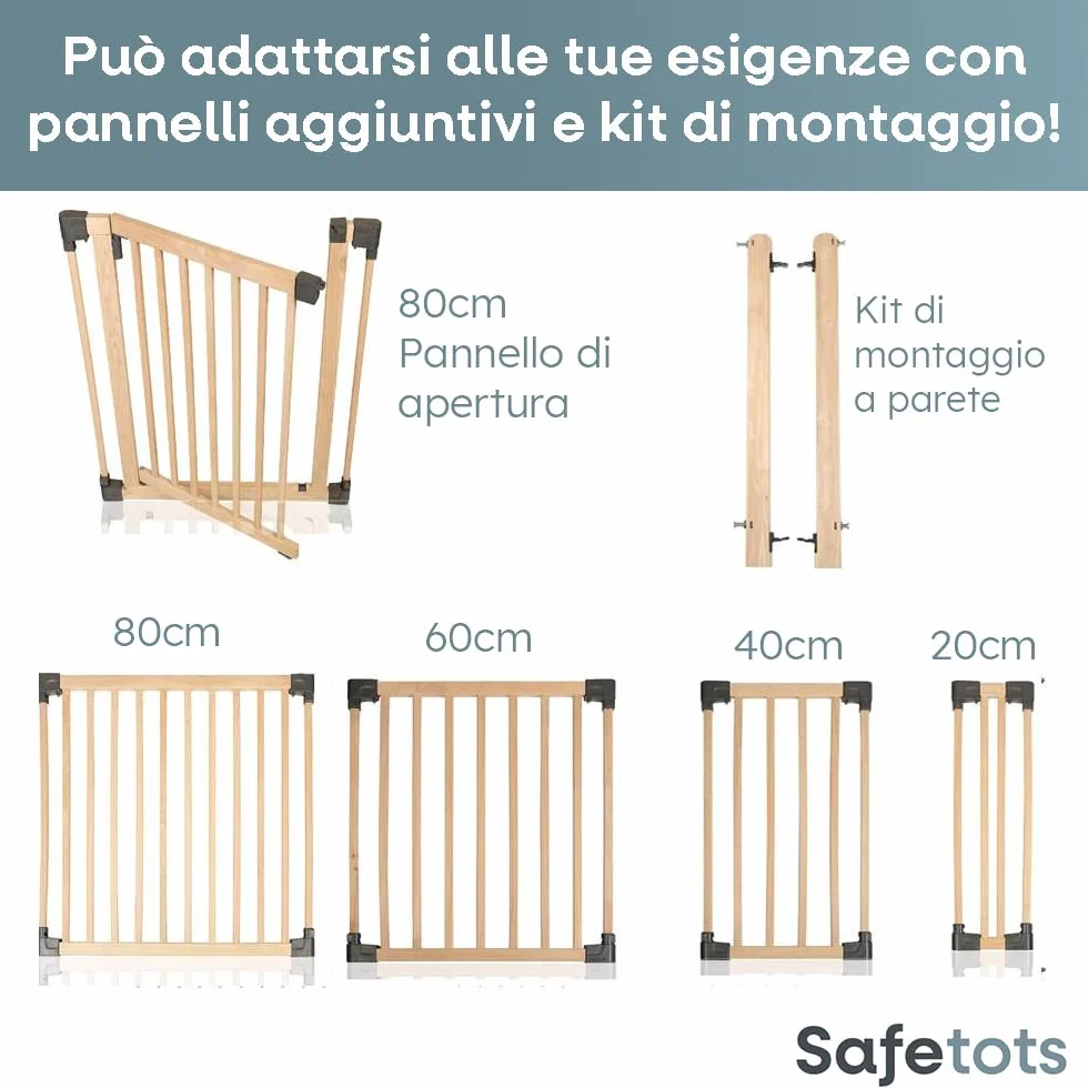 Safetots Barriera e parco giochi Multi Pannello, Pannello di estensione, Legno Naturale, 20cm