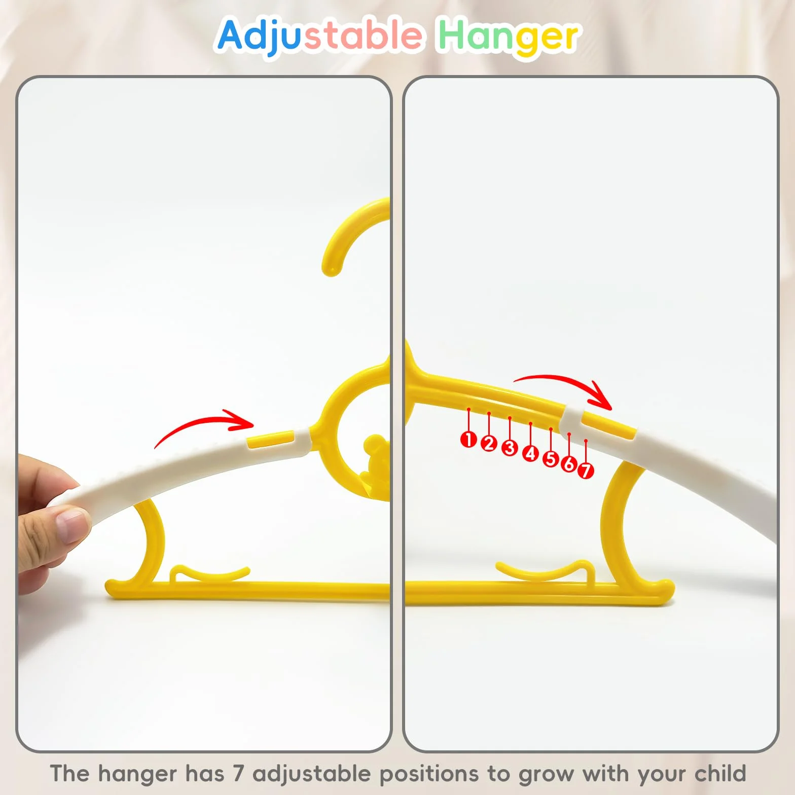 Grucce per bambini regolabili antiscivolo 28cm-36cm appendino in plastica a forma di orsetto salvaspazio 5 colori