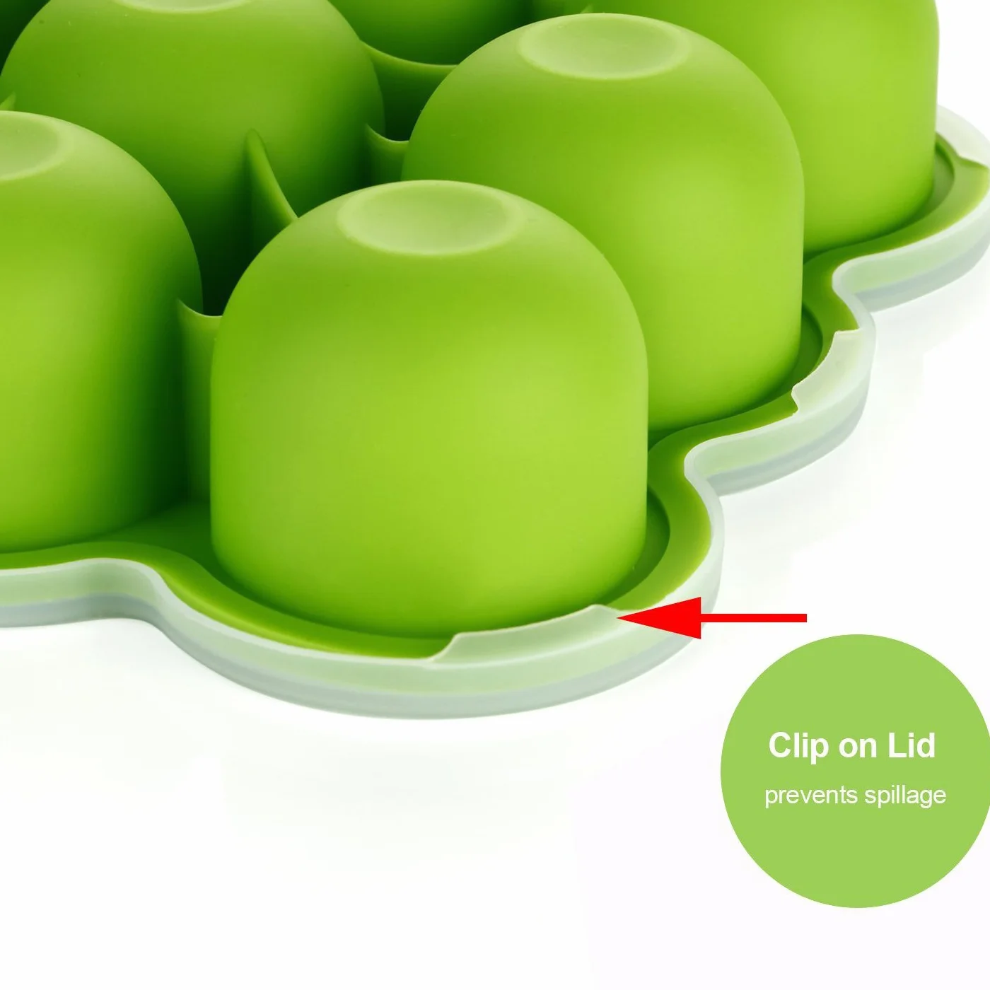 Contenitore Pappa Silicone per Bimbi con 9 Stampini - Contenitore Freezer Coperchio Rimovibile Verde