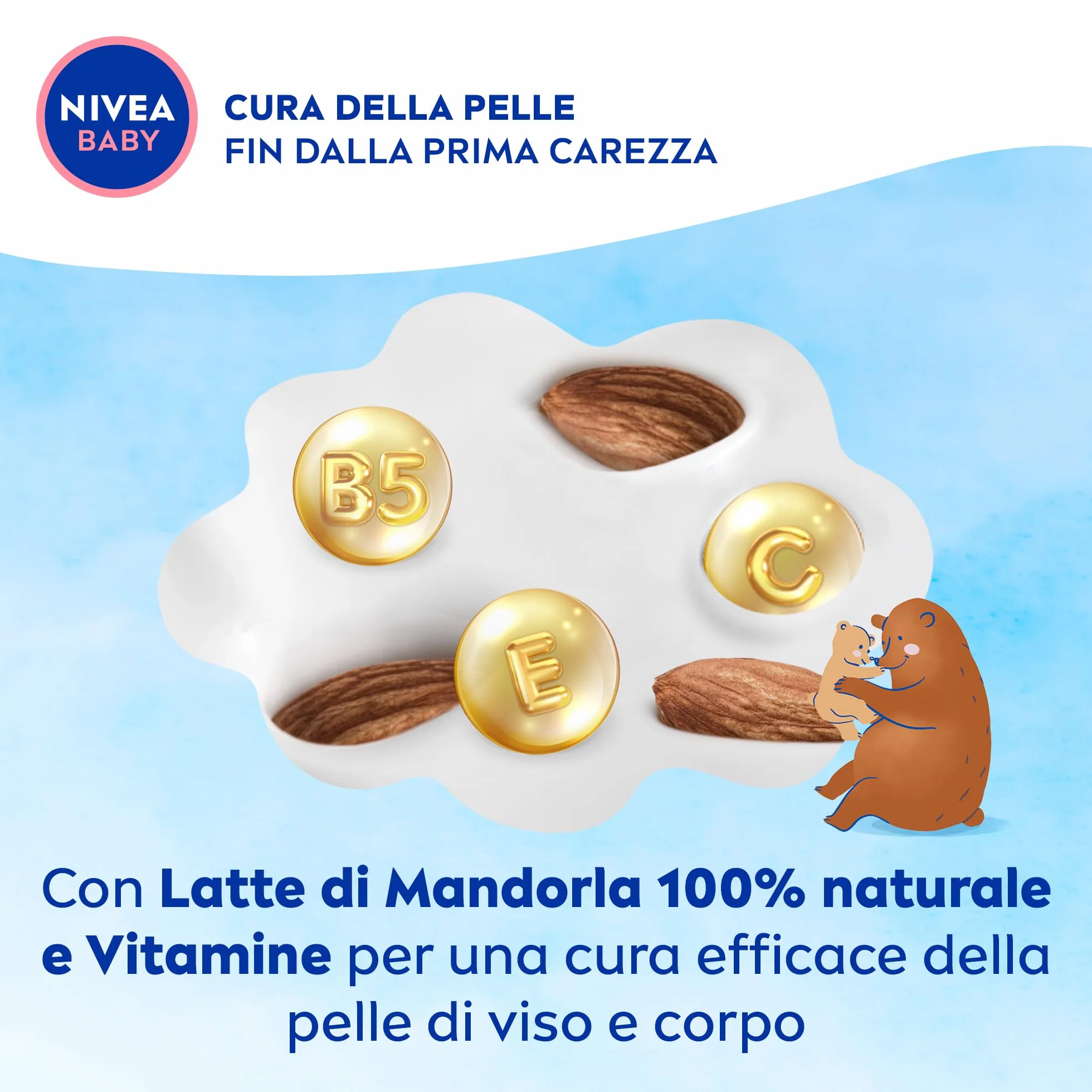 NIVEA BABY Viso & Corpo Crema Soffice 200ml, Crema corpo bambini idratante e nutriente, Crema viso neonato con Latte di Mandorla e Vitamine