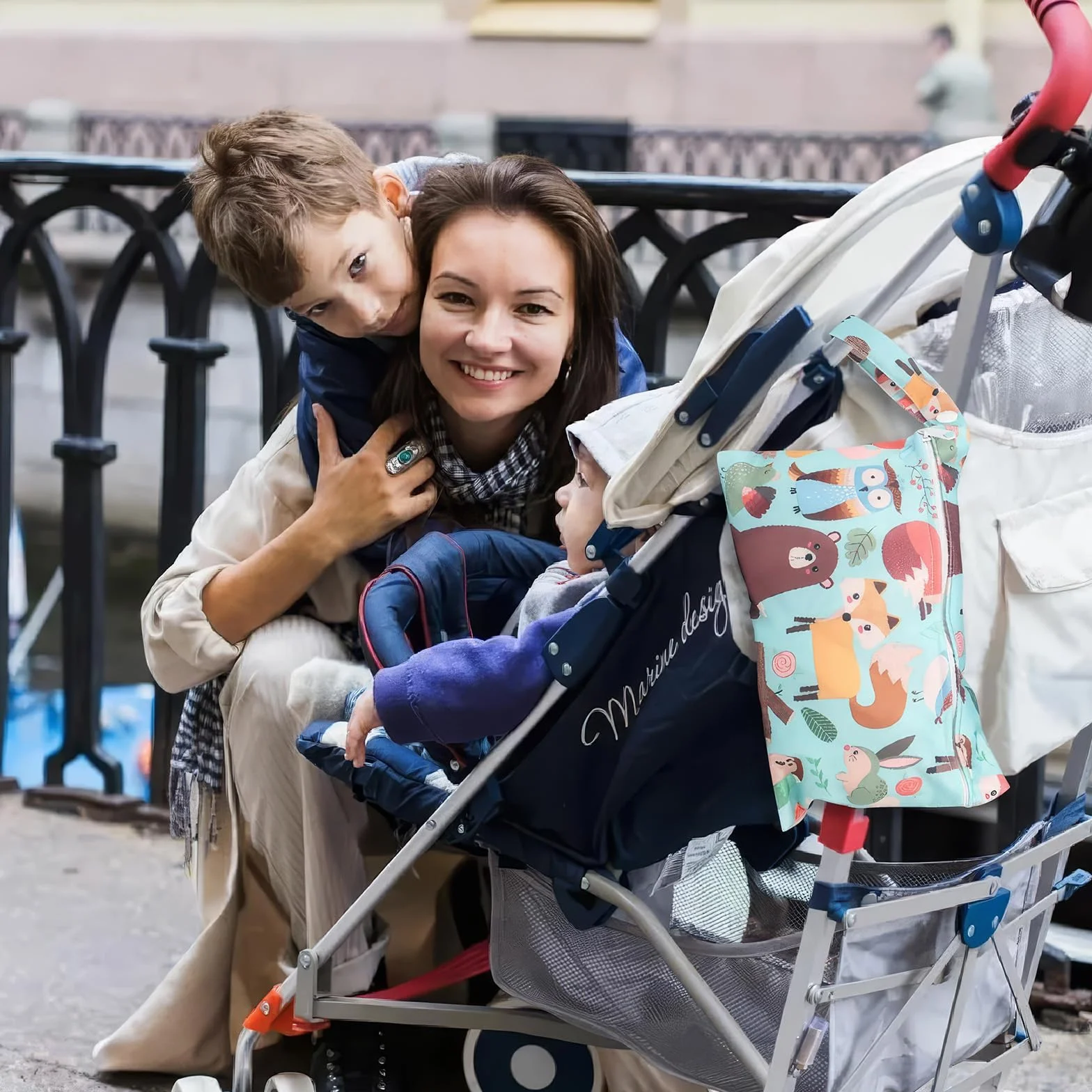 Borsa Pannolini Riutilizzabile Wet Bag con Cerniera Lavabile per Neonato Viaggi Spiaggia Piscina Gym