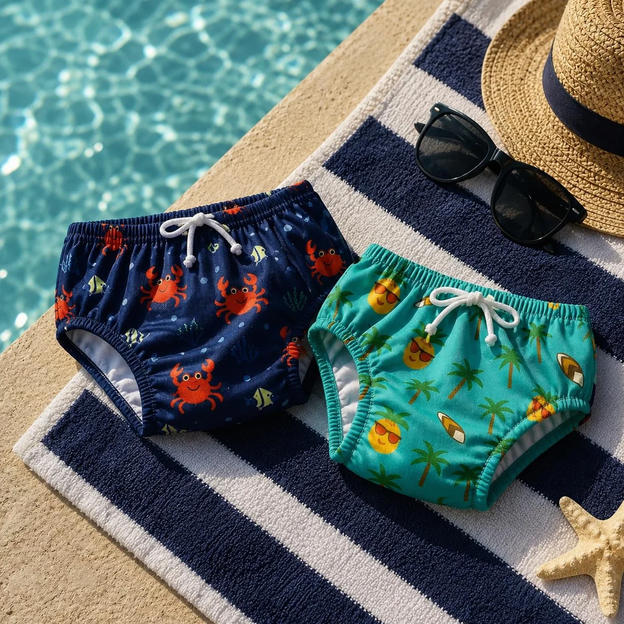 HOMYBABY Costume da bagno pannolini lavabili riutilizzabili per neonati mutandine da bagno 6 mesi granchio 24 mesi