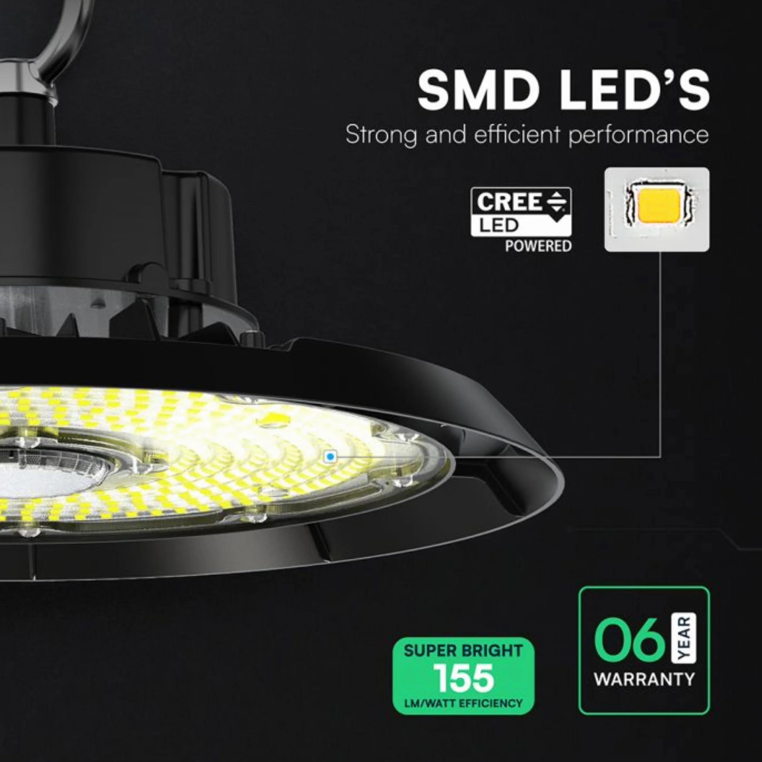 V-TAC Faro Industriale Led UFO potenza 100W - [CHIP CREE LED - RISPARMIO ENERGETICO ] - Lampada Industriale 13500 lm per Magazzino, Fabbrica, Officina - IP65 - Campana - Luce Naturale 4000K