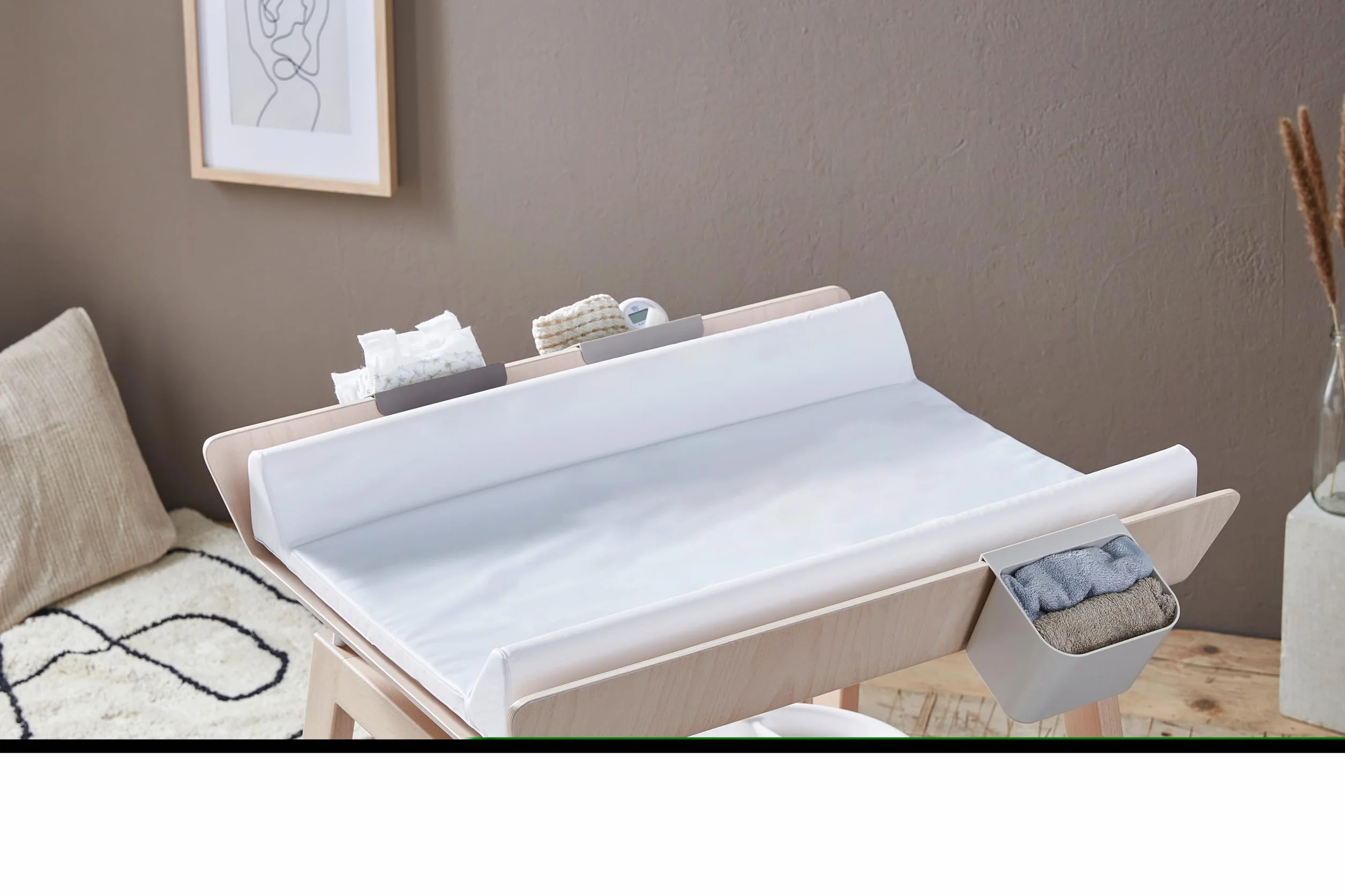 Rotho Babydesign Materassino fasciatoio con bordo rialzato 70x50x10cm Bianco