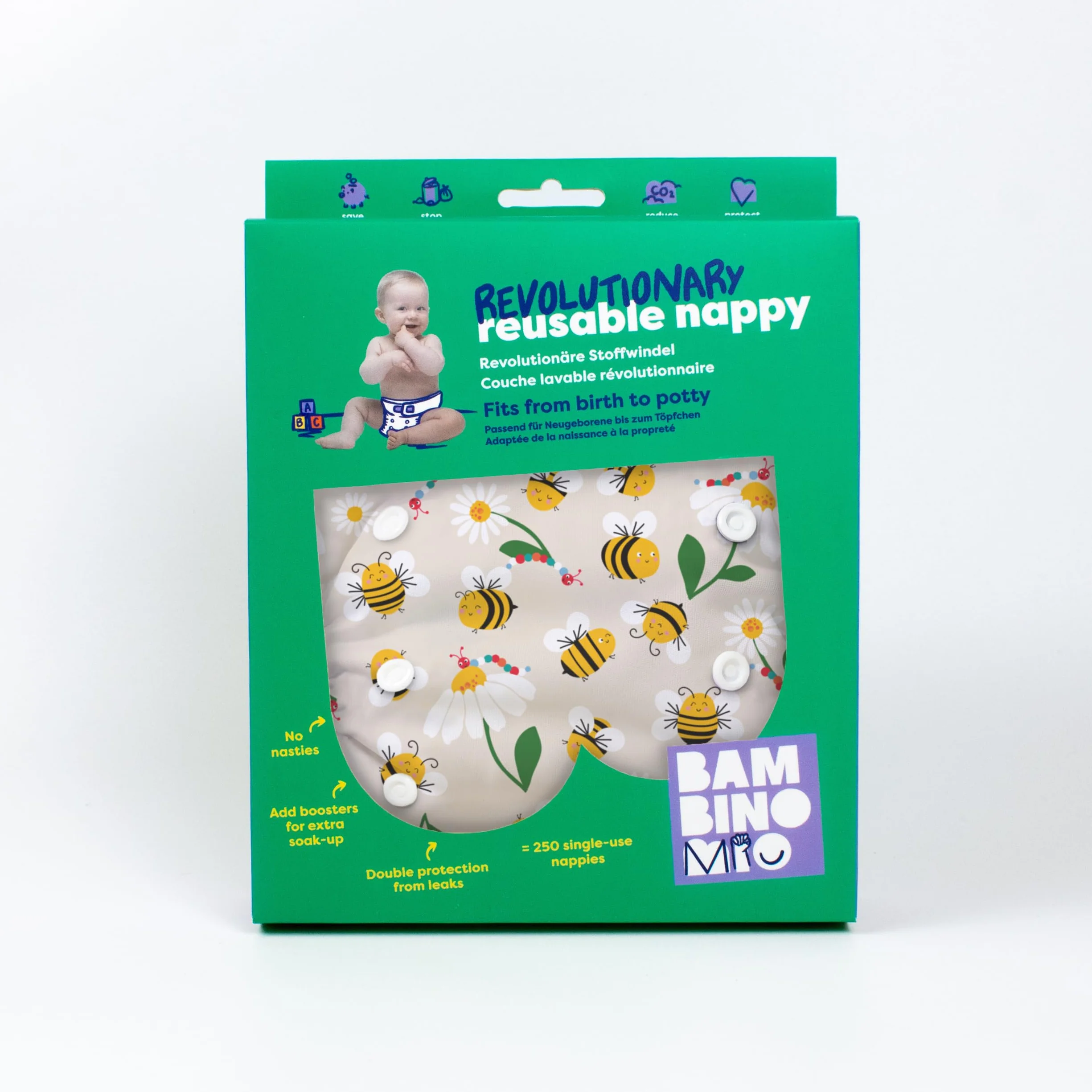 Bambino Mio Rivoluzionario Pannolino di Stoffa Riutilizzabile Eco Sostenibile Lavabile