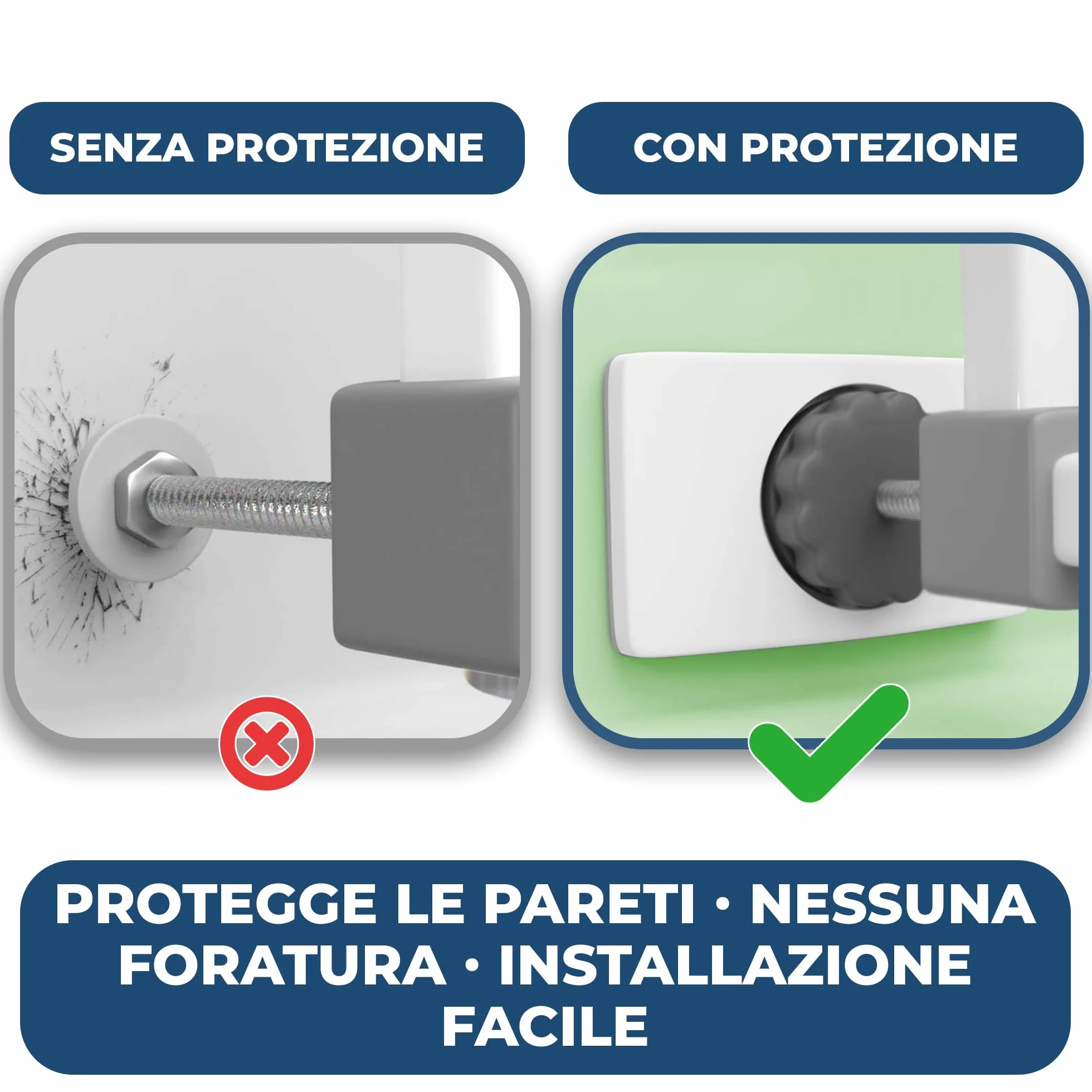 Hoffenbach 4x Protezioni Antiscivolo per Cancelletto per Bambini, Scale e Porte, Adatte anche per Cani, Senza Forare