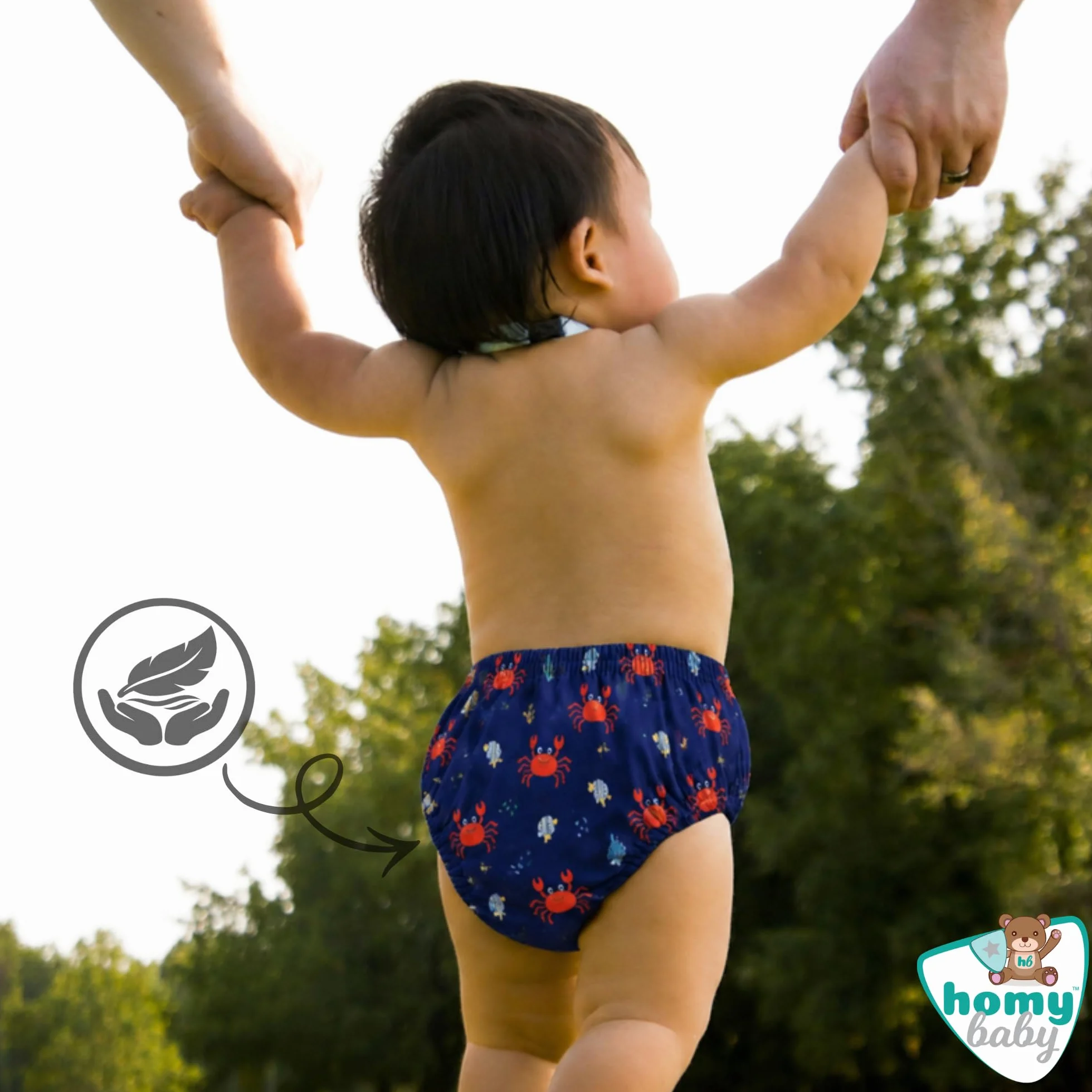 HOMYBABY Costume da bagno pannolini lavabili riutilizzabili per neonati mutandine da bagno 6 mesi granchio 24 mesi